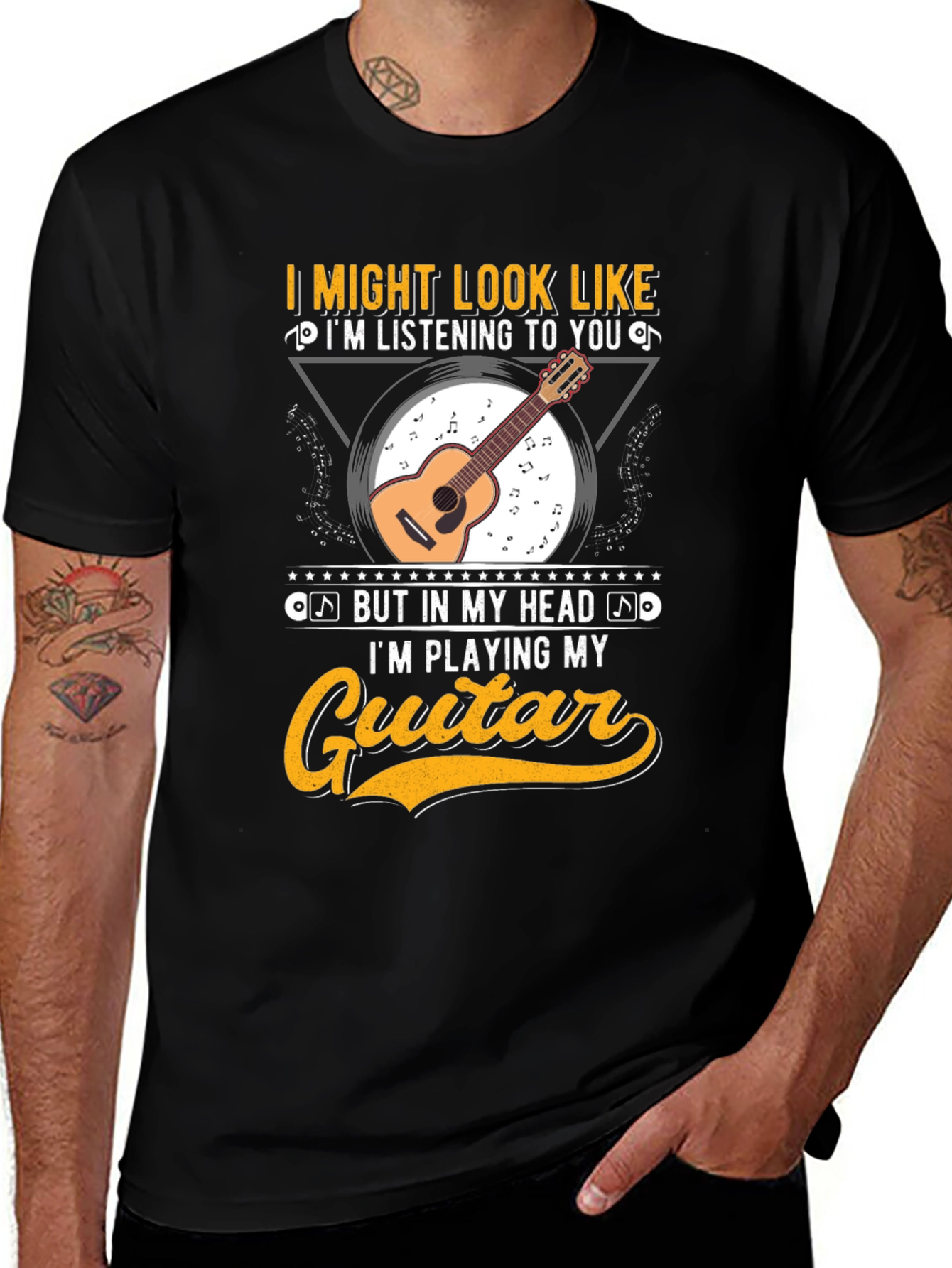 Guitar Player T-Shirt - I Might Look Like I'm Listening