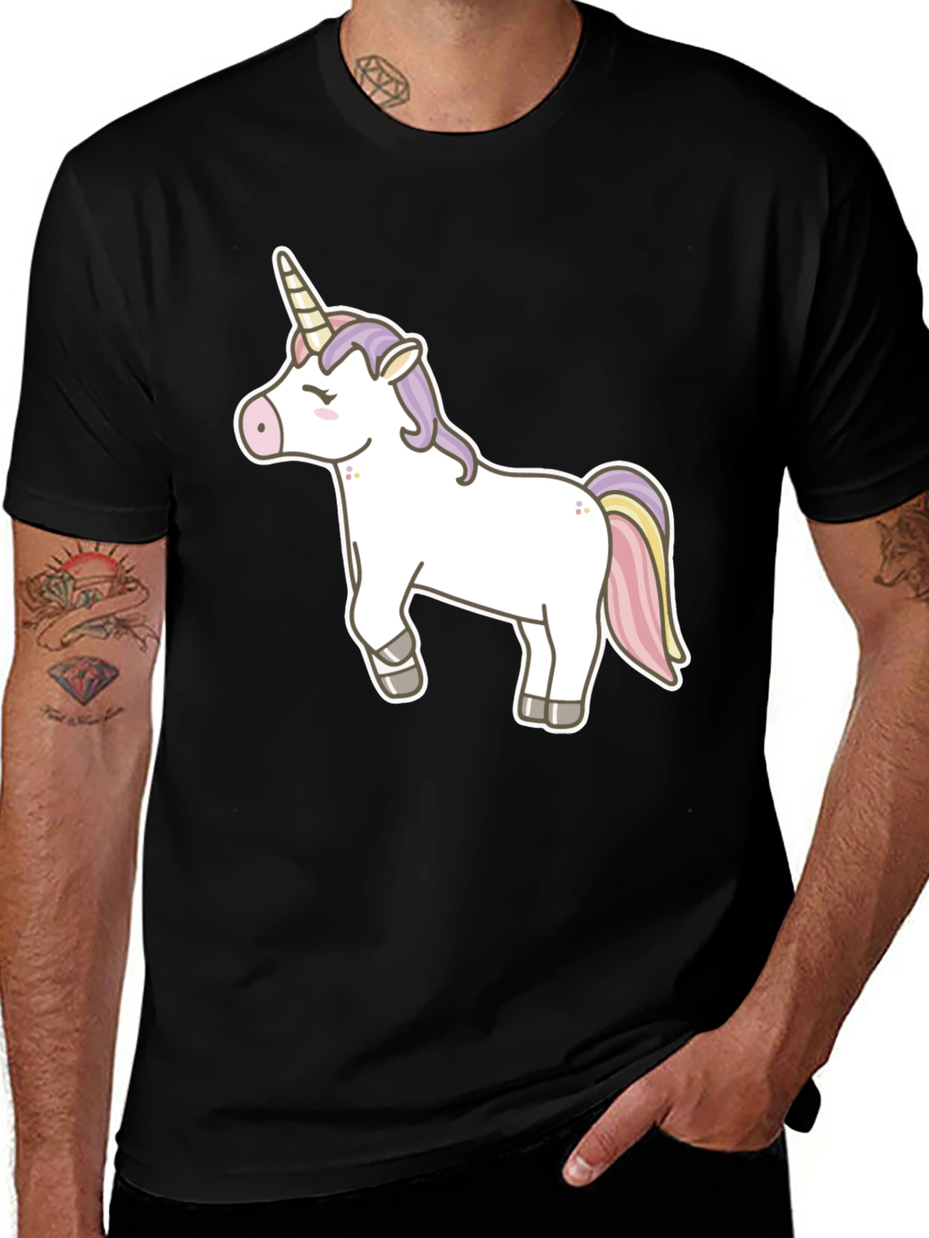 Variant 8 of Unicorn Graphic Tee - Black Cotton T-Shirt