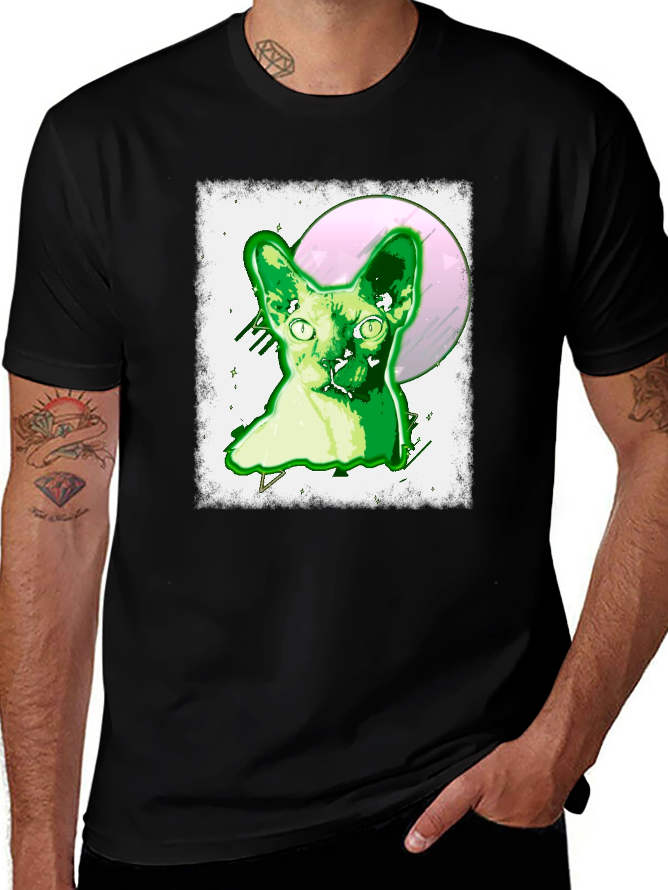 Variant 21 of Green Alien Cat Graphic T-Shirt