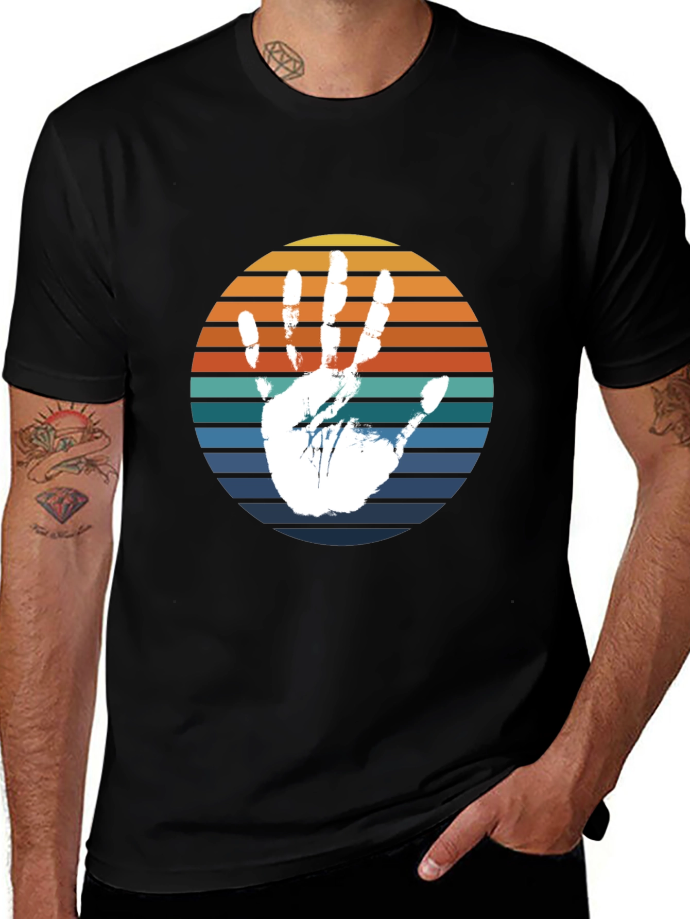 Variant 13 of Retro Handprint T-Shirt - Black