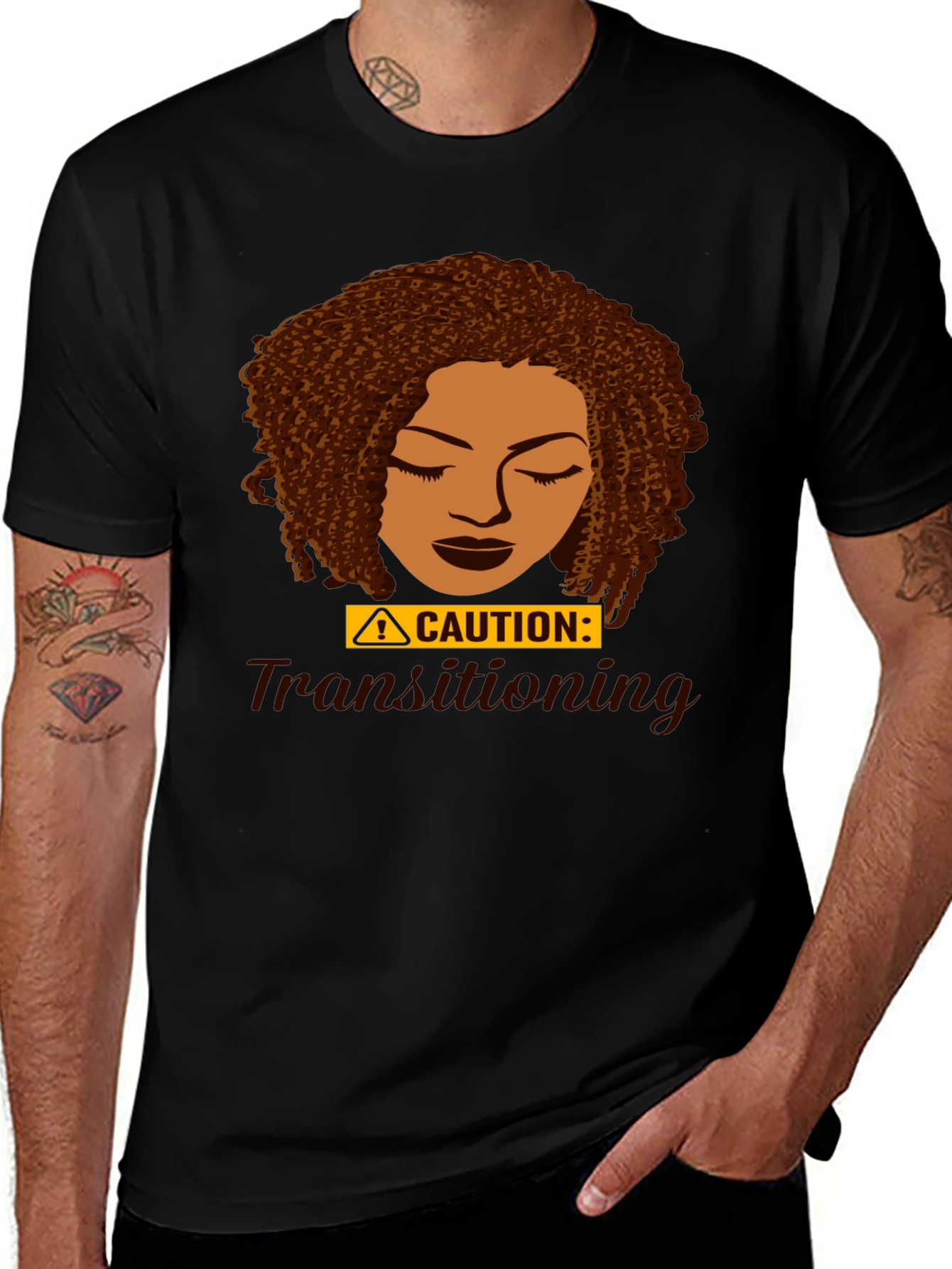 Variant 13 of Caution Transitioning Natural Hair T-Shirt