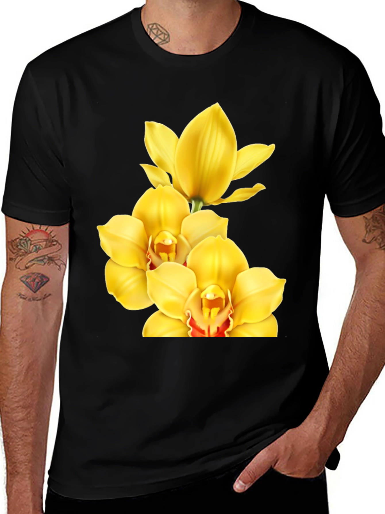 Variant 27 of Orchid Graphic Tee - Stylish Black T-Shirt