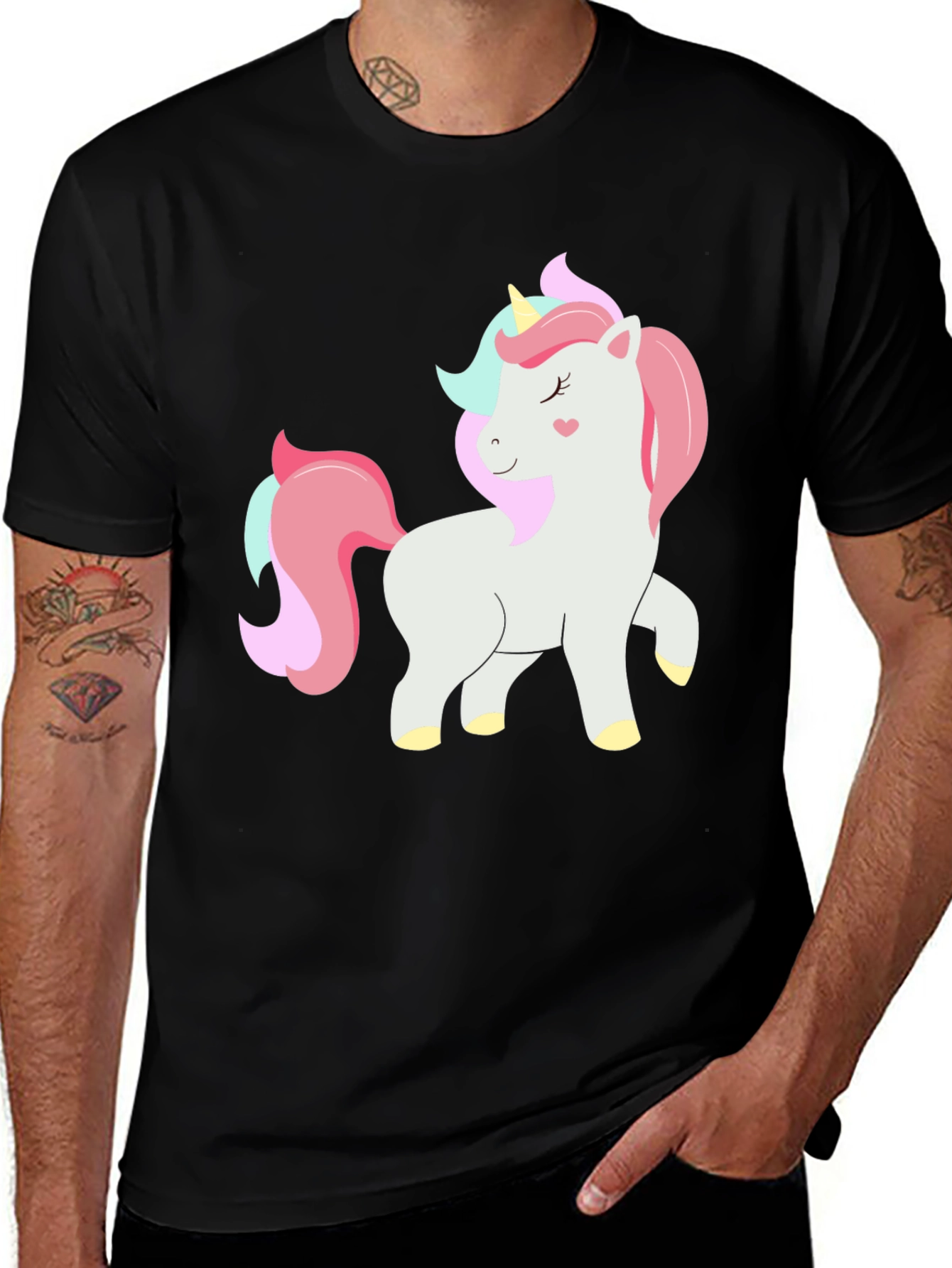 Variant 28 of Unicorn Graphic Tee - Black Cotton Blend