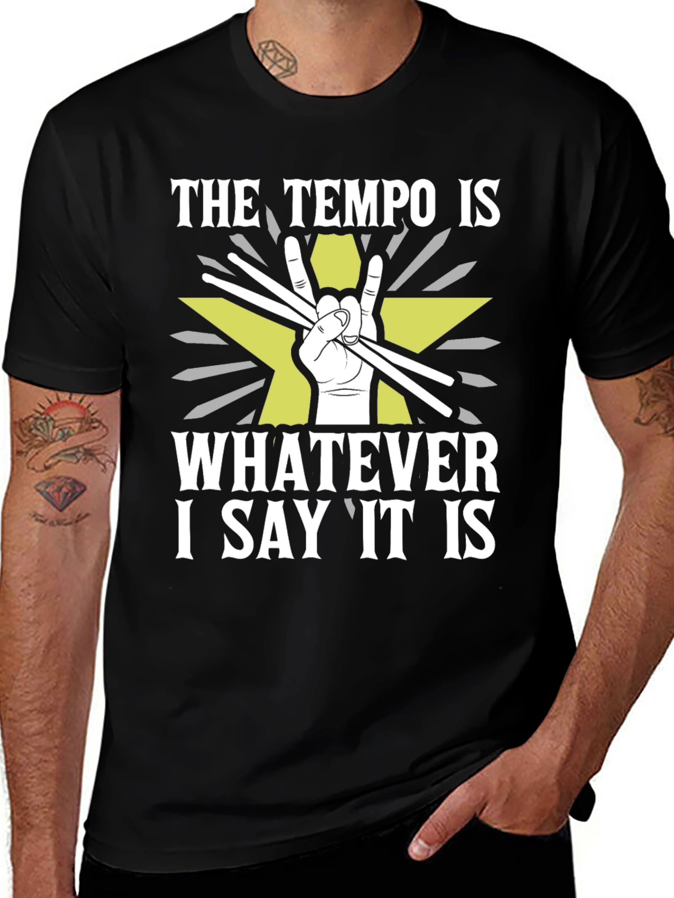 Tempo Drummer T-Shirt - Rock and Roll Style