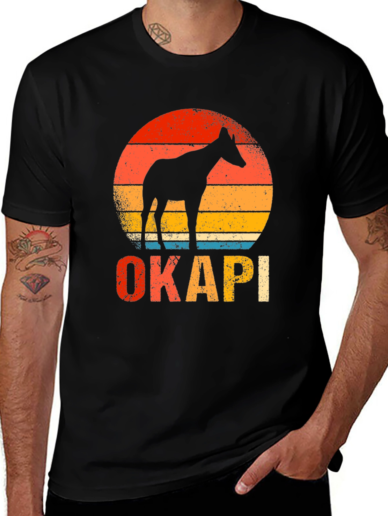 Retro Okapi Graphic T-Shirt - Vintage Style Animal Tee