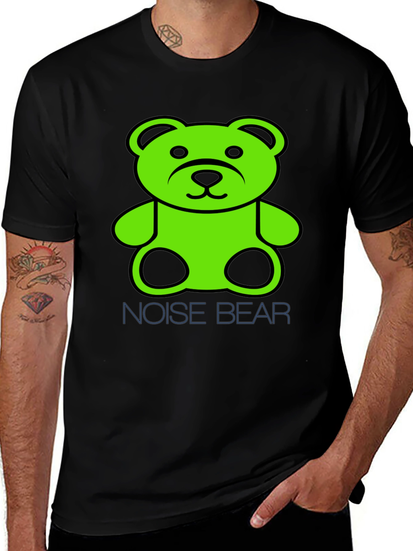 Variant 22 of Noise Bear Graphic T-Shirt - Black Cotton Tee