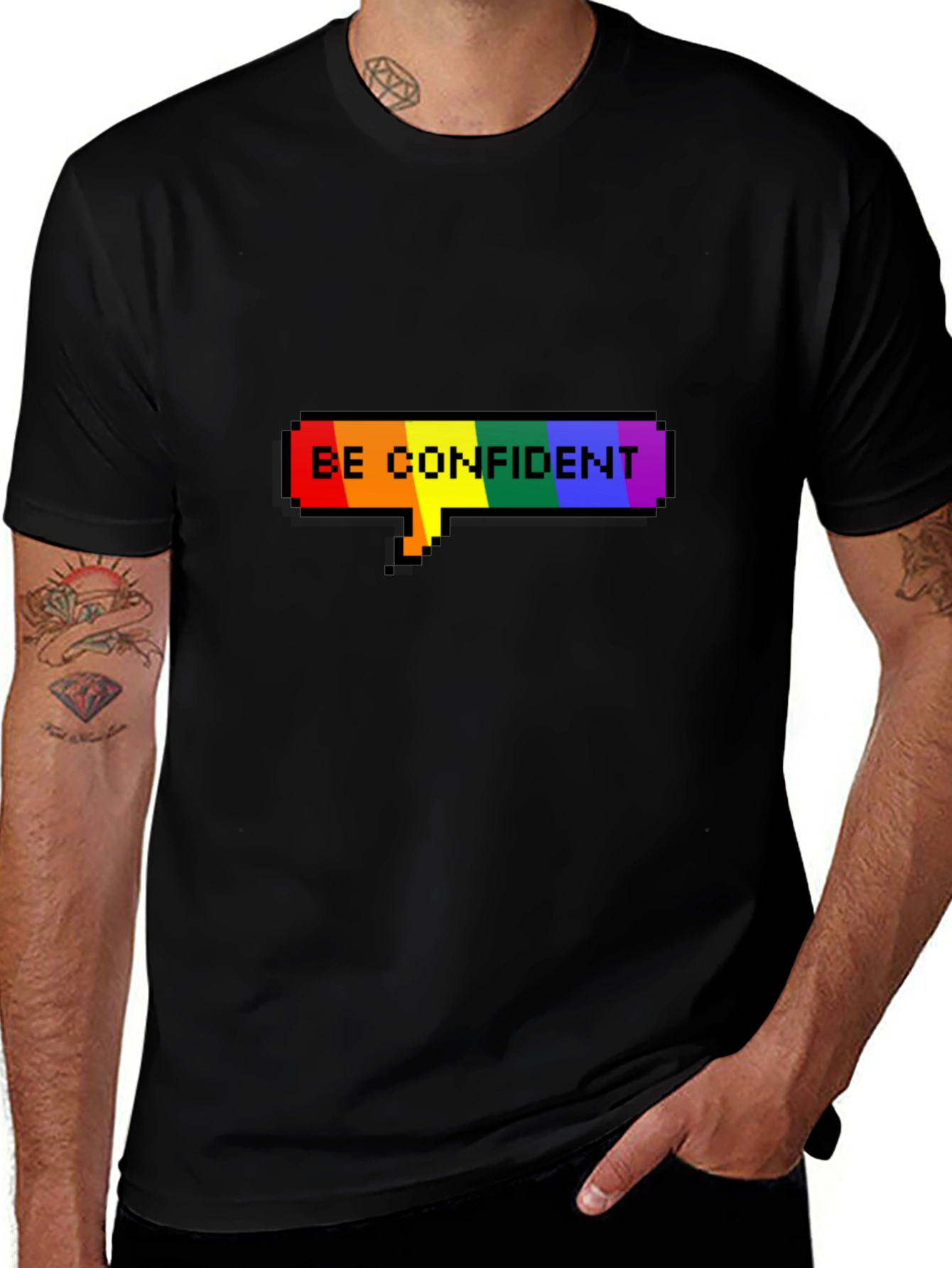 Variant 2 of Be Confident Rainbow Pixel T-Shirt