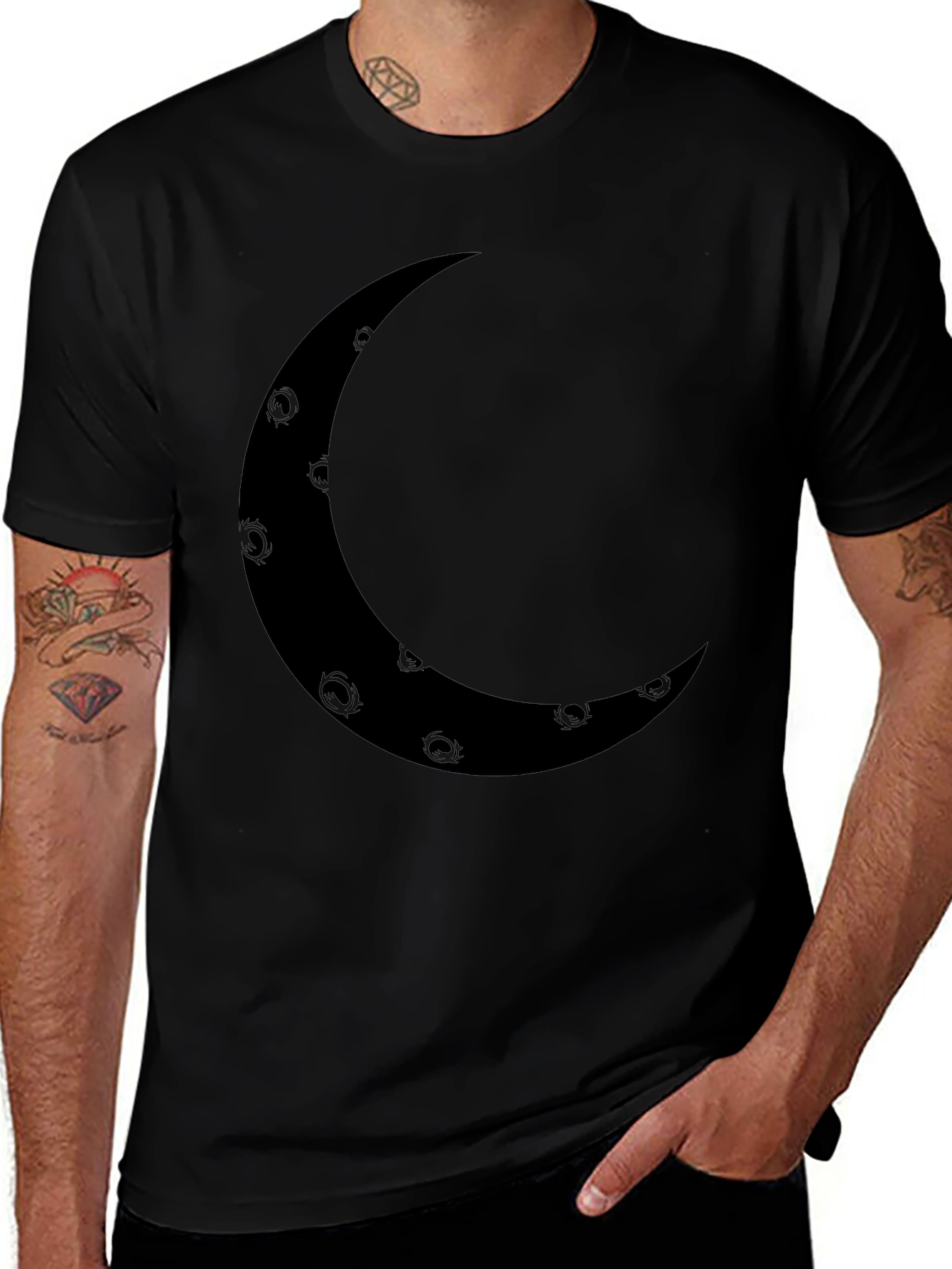 Variant 5 of Black Crescent Moon Graphic T-Shirt - Unisex
