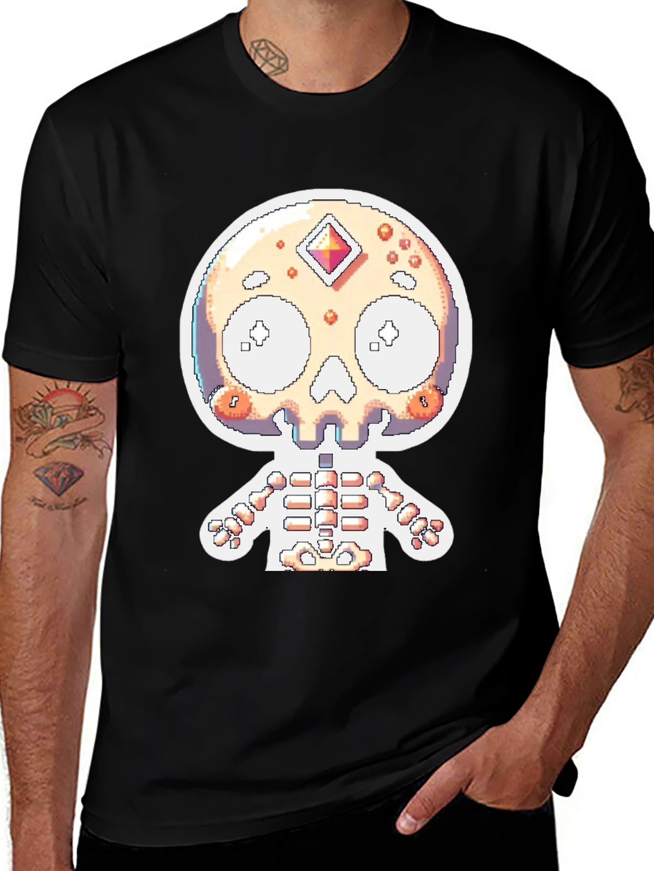 Variant 20 of Pixel Skull Skeleton Graphic Tee