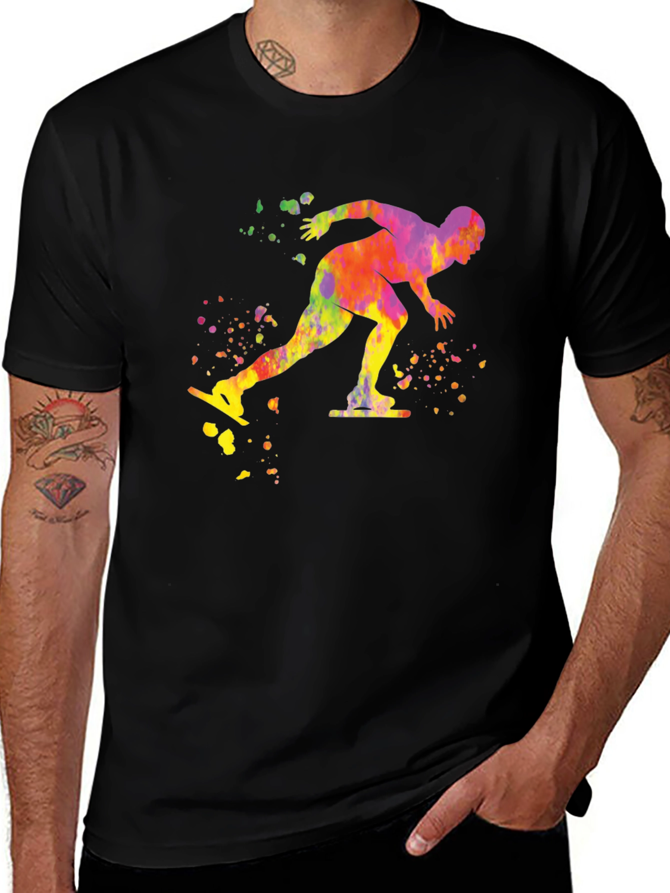 Variant 20 of Colorful Ice Skater Graphic Tee - Black