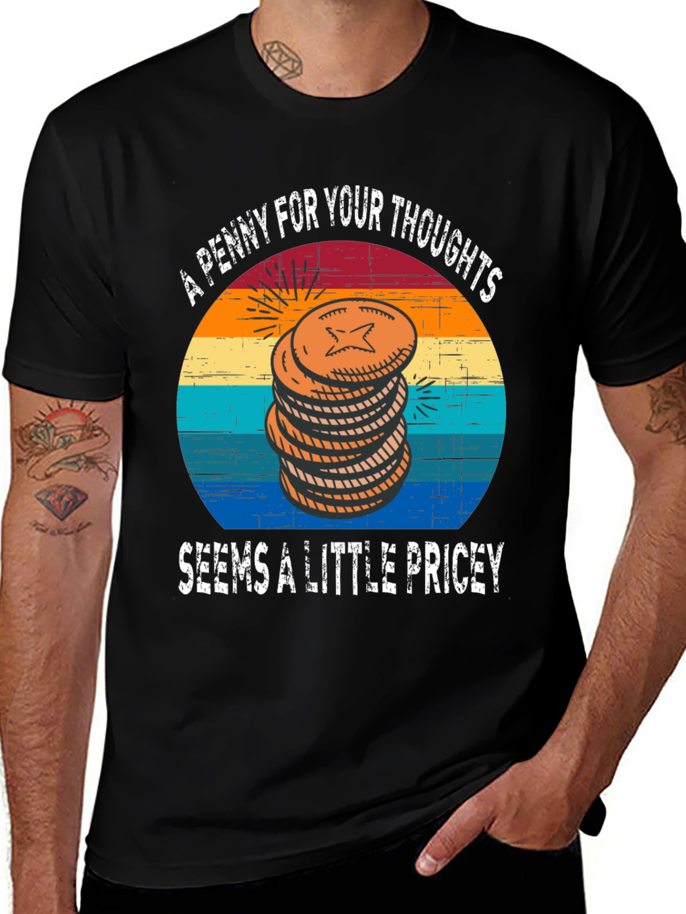 Black Penny for Your Thoughts Graphic Tee main image