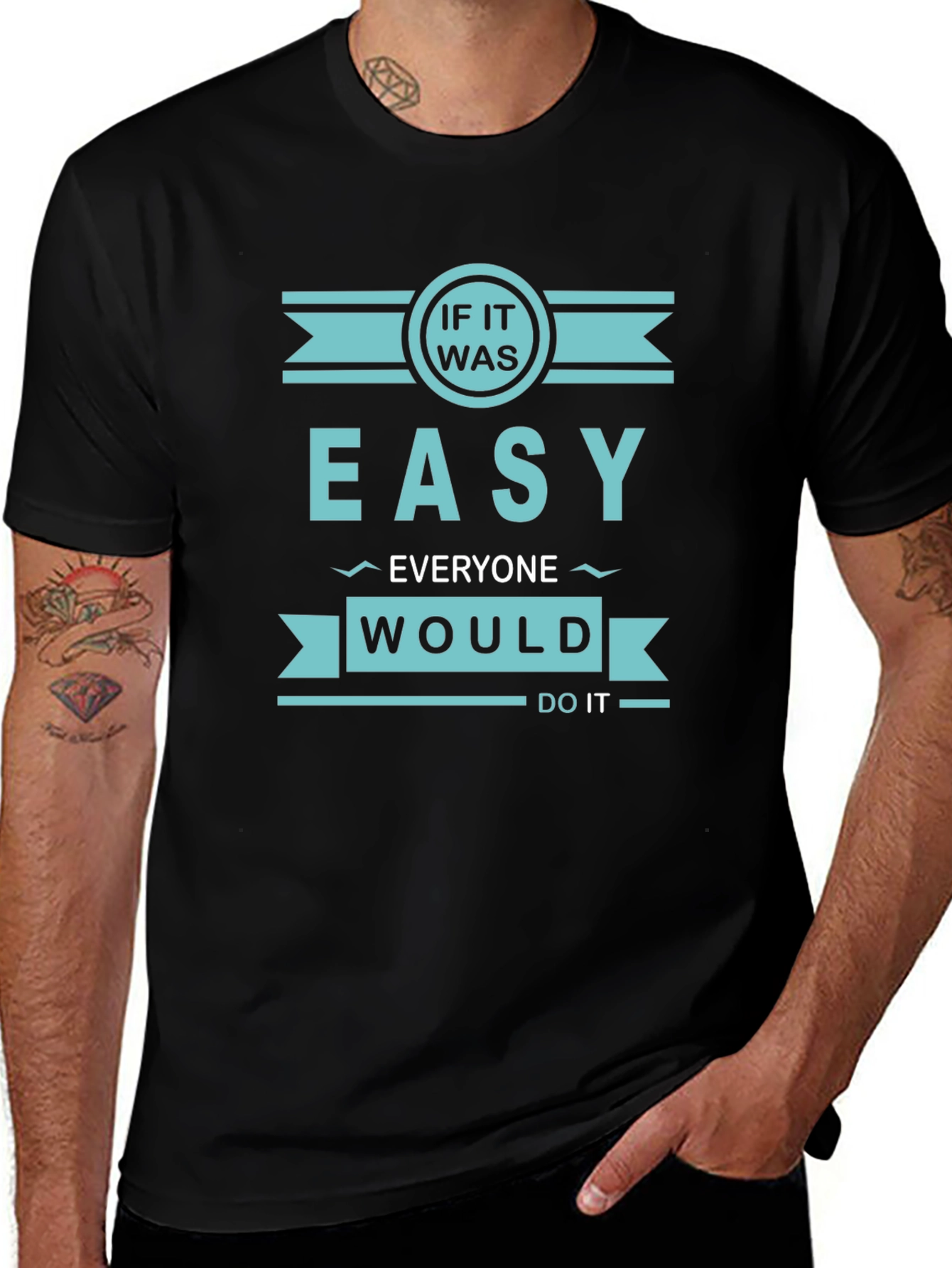 Black Motivational "If It Was Easy" Graphic Tee main image