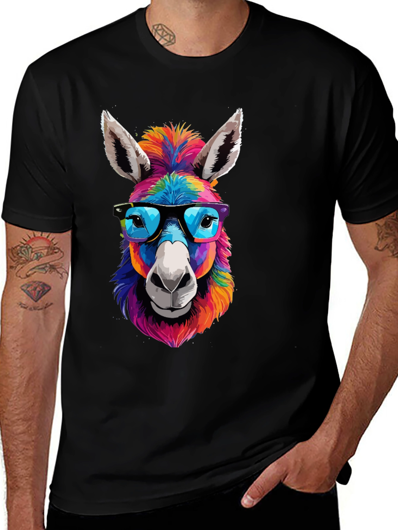 Variant 6 of Cool Donkey Graphic Tee - Colorful Animal Print