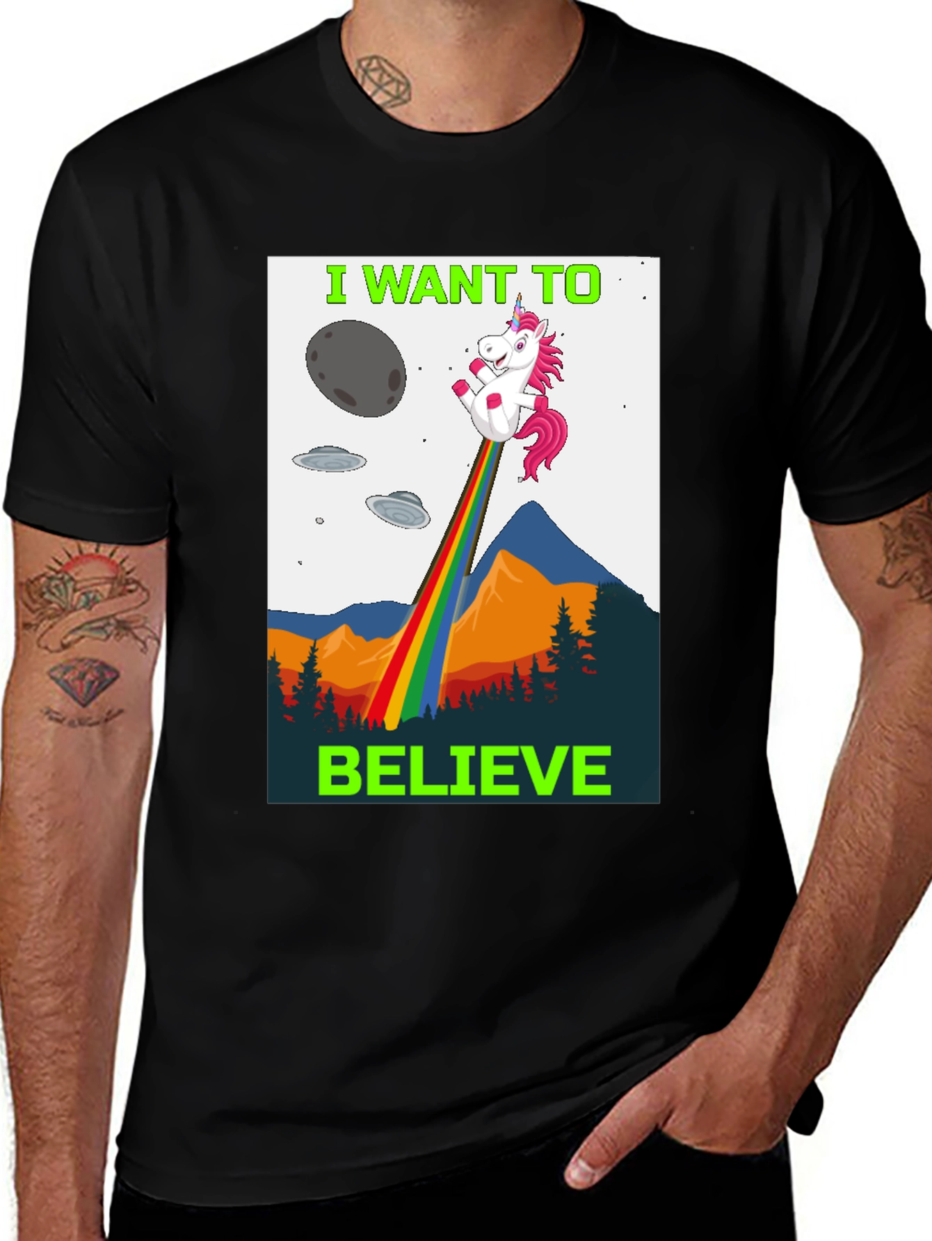 Variant 18 of I Want To Believe Unicorn UFO T-Shirt