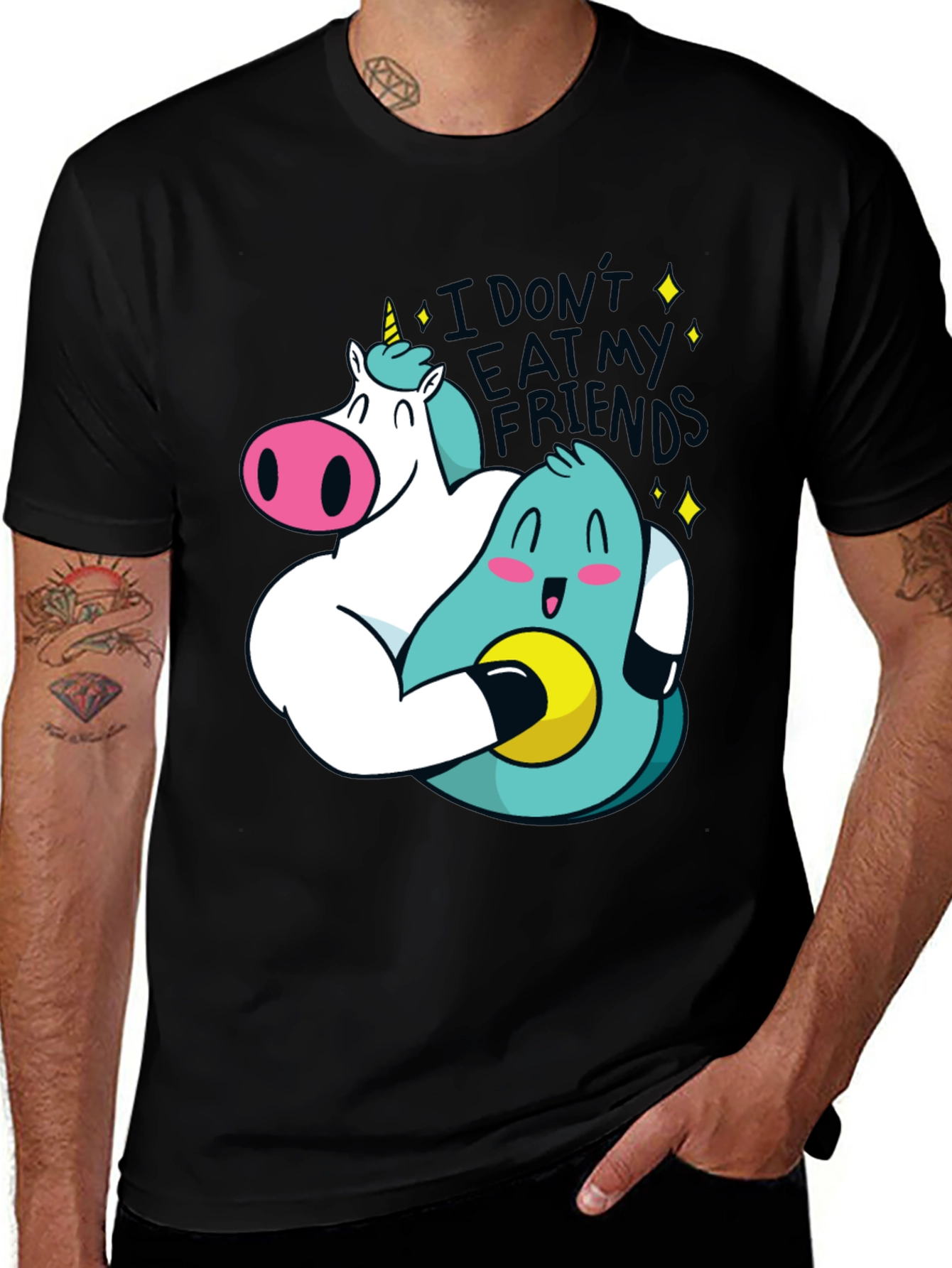 Variant 21 of Unicorn Avocado Friends Graphic Black T-Shirt
