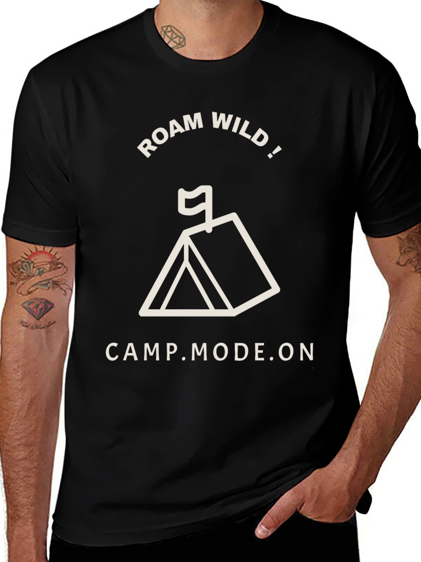Variant 12 of Roam Wild Camp Mode On Black T-Shirt