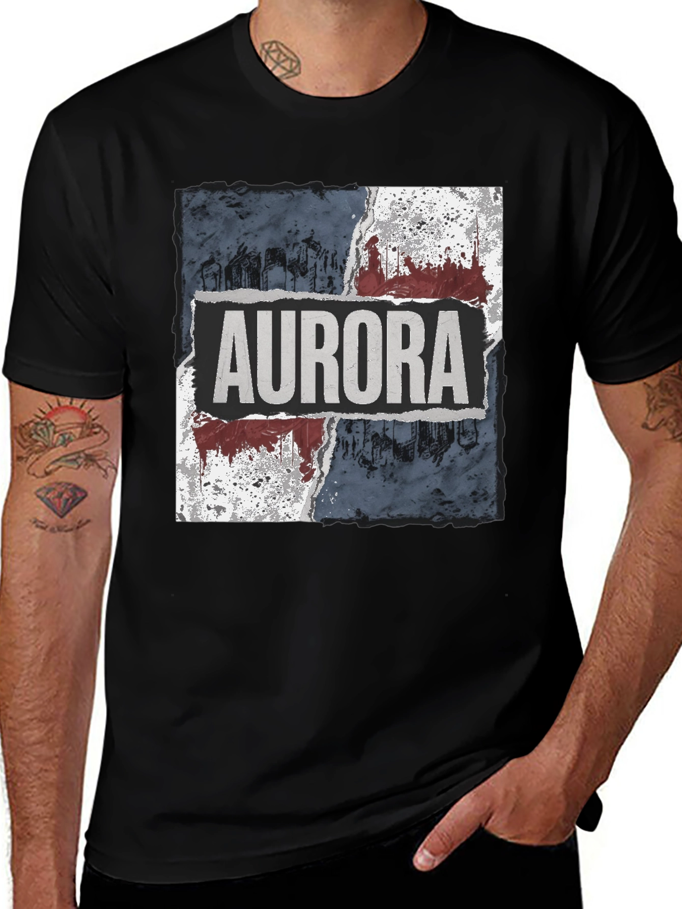 Aurora Graphic Print Black T-Shirt