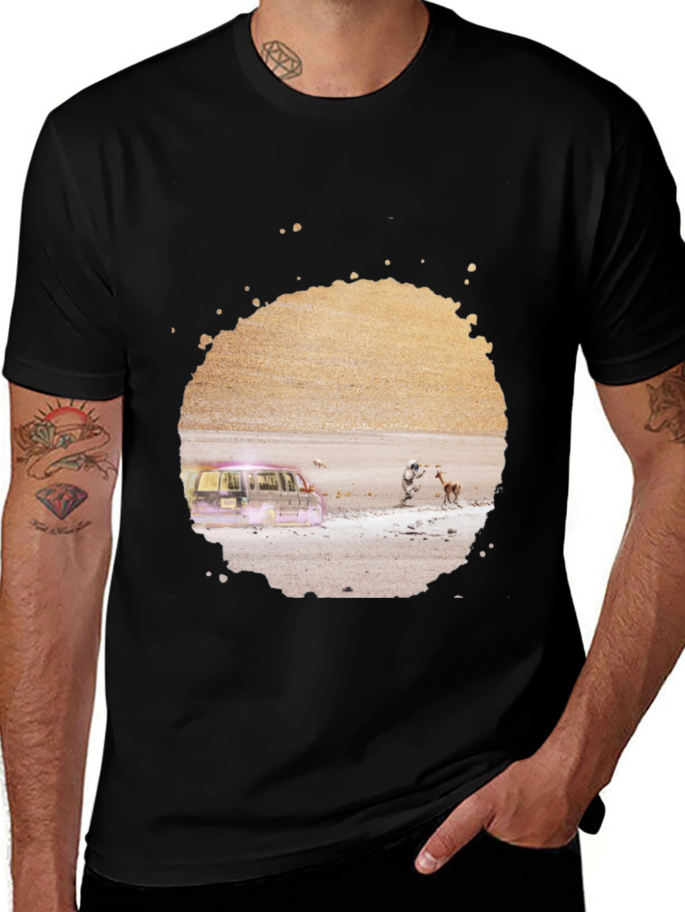 Variant 8 of Abstract Desert Scene Graphic Tee - Black