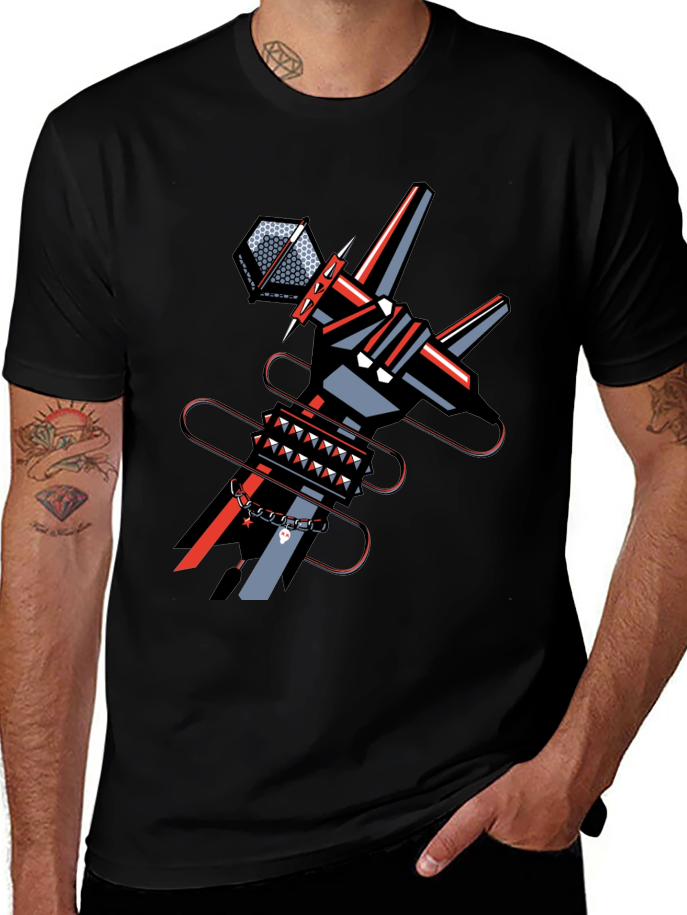 Edgy Graphic Tee: Geometric Punk Style