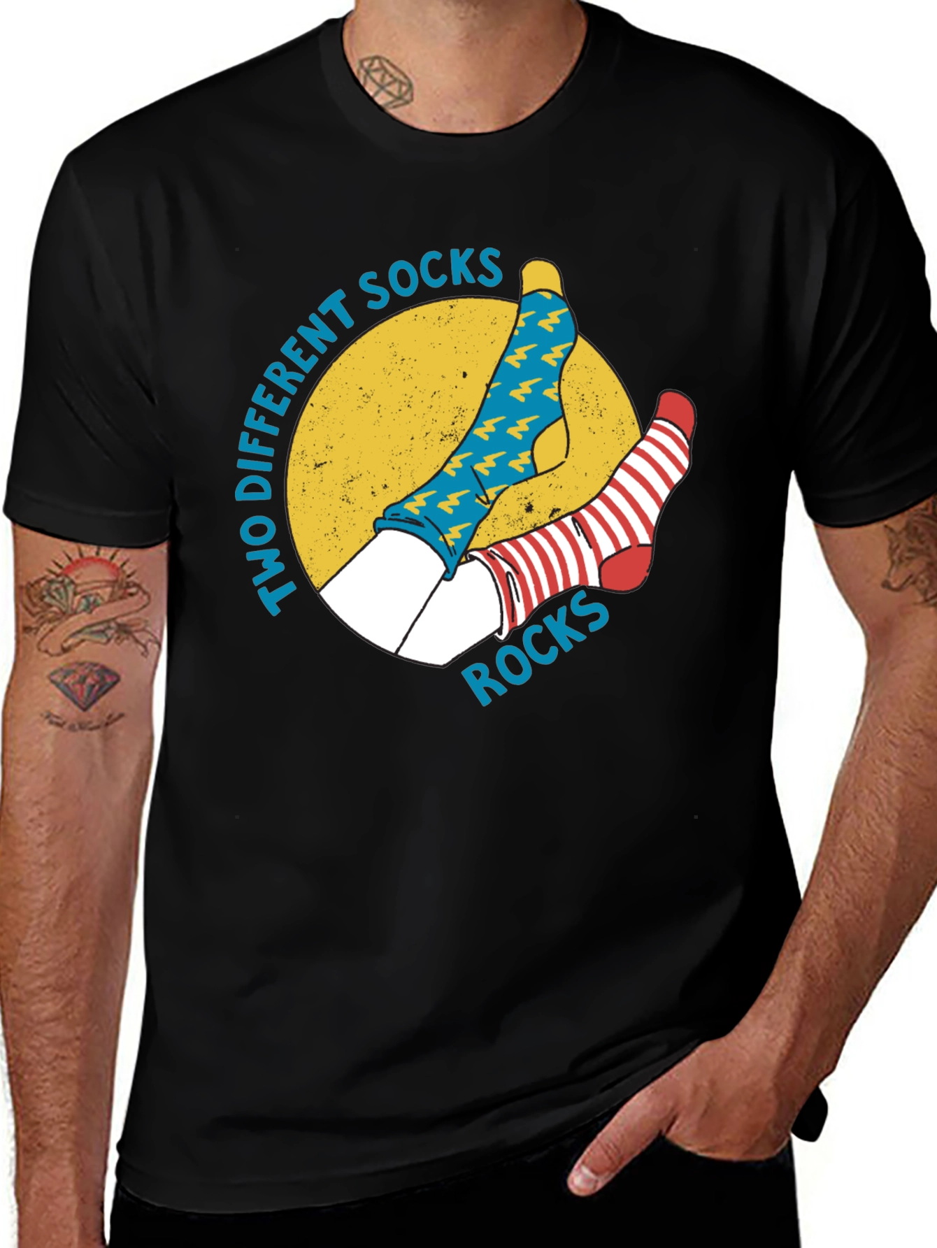 Variant 28 of Two Different Socks Rocks Graphic Tee - Quirky T-Shirt