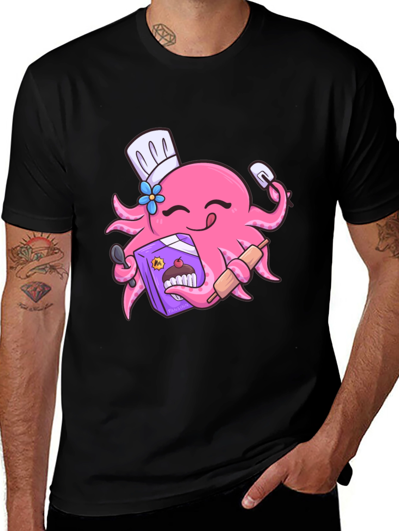 Variant 6 of Octopus Baker T-Shirt - Funny Cartoon Graphic Tee