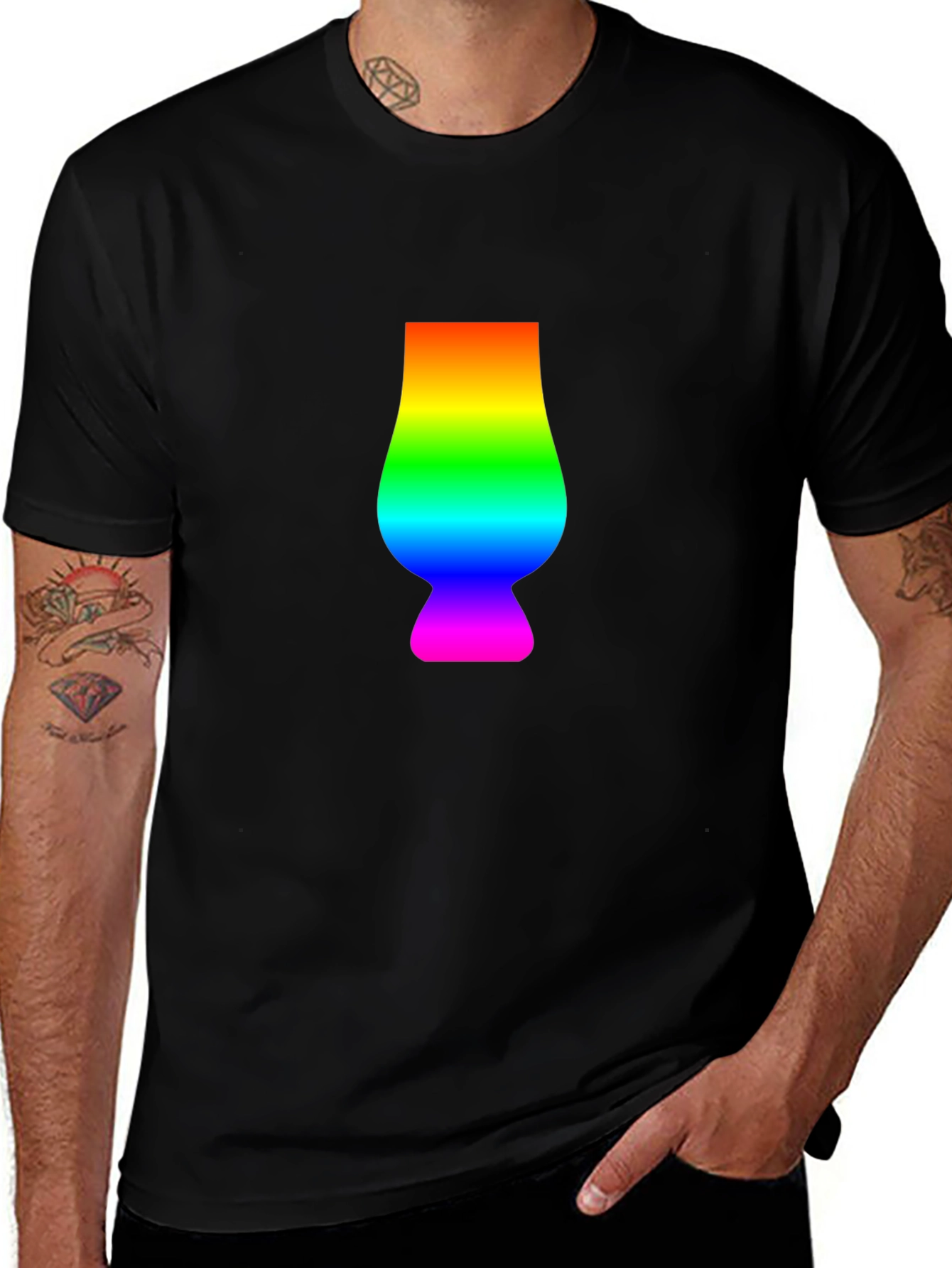Variant 23 of Rainbow Glencairn Glass Black T-Shirt