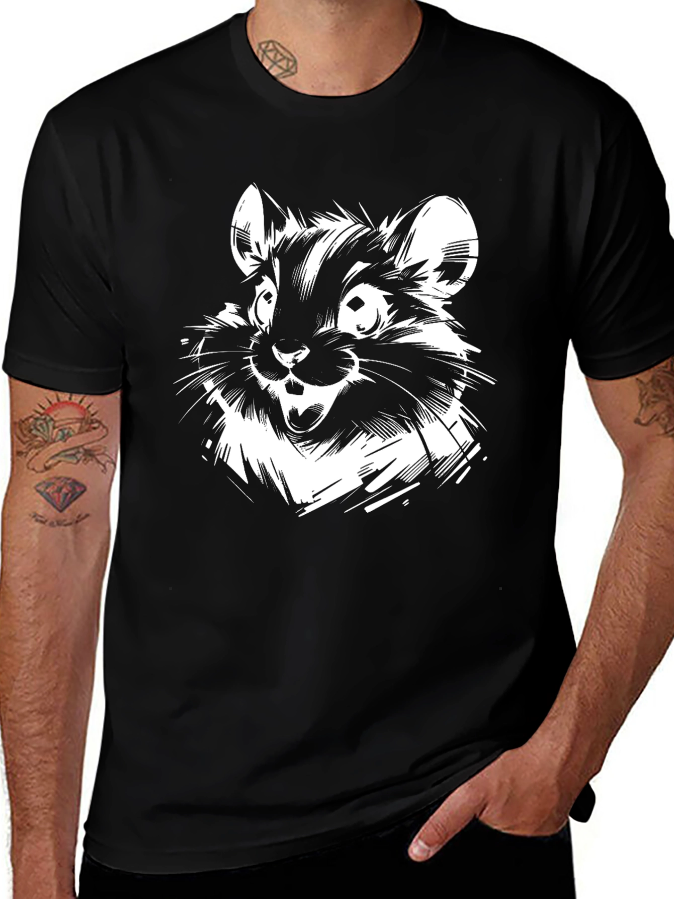 Variant 12 of Cartoon Chinchilla Black T-Shirt