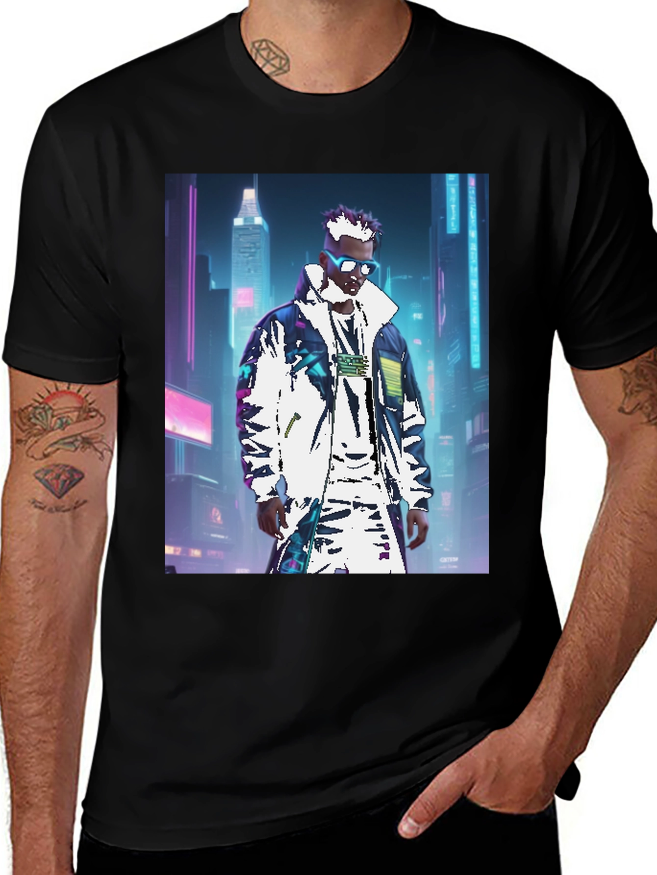 Variant 26 of Cyberpunk Style Black T-Shirt