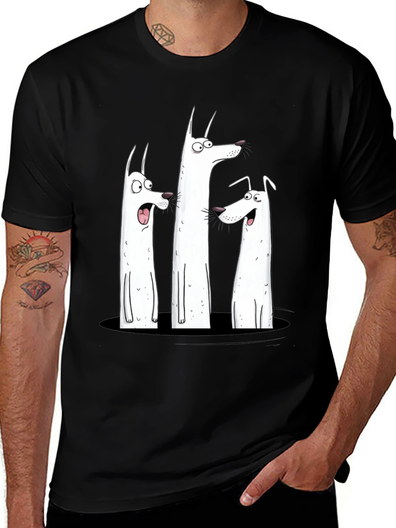 Variant 25 of Funny Dog Graphic Print Black T-Shirt