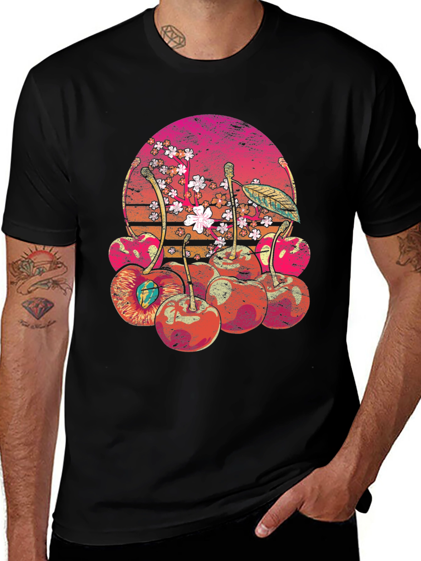 Variant 30 of Retro Cherry Blossom Graphic Tee