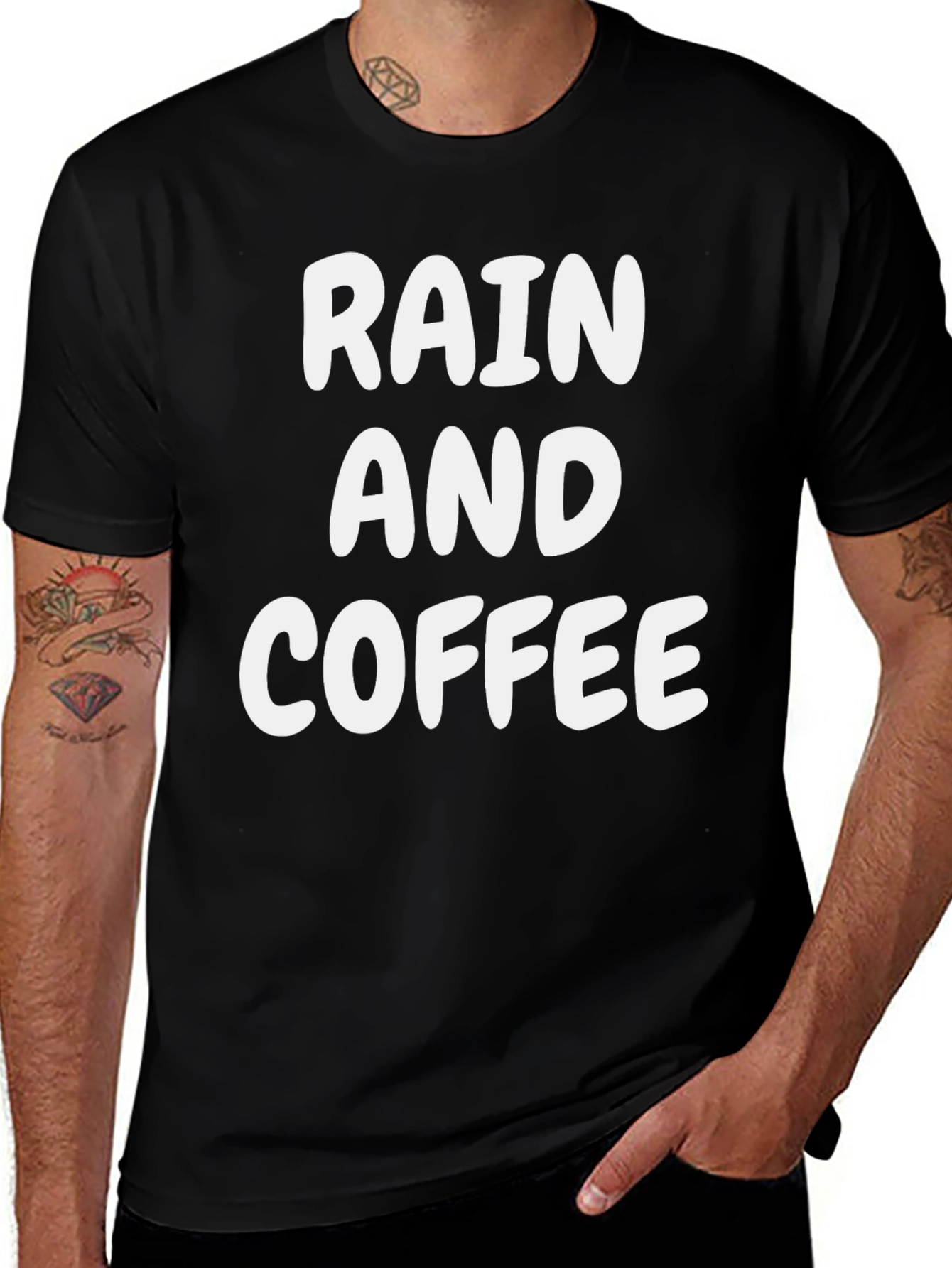 Rain And Coffee Black Graphic Tee