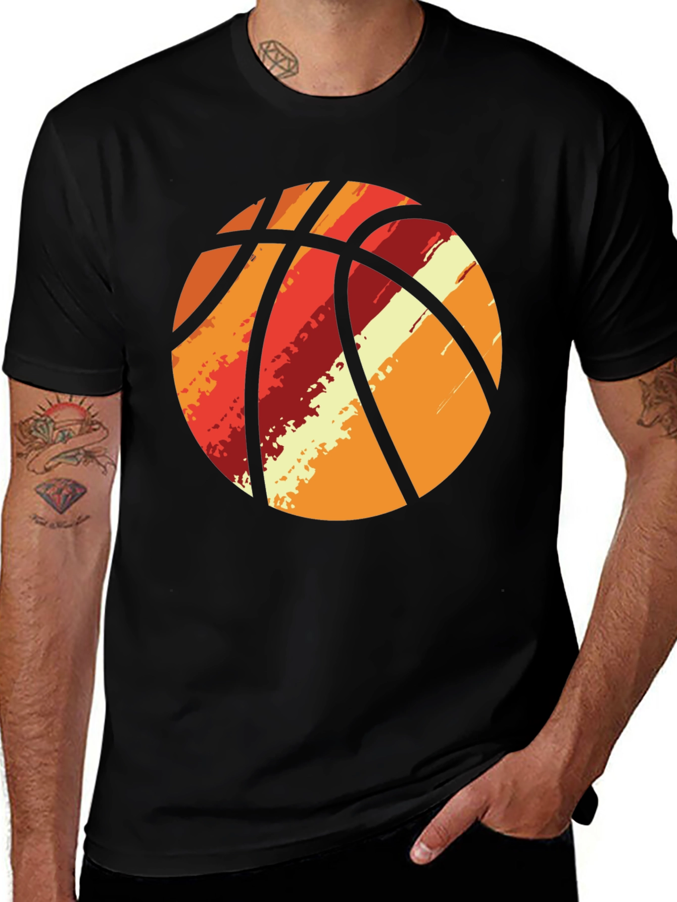 Variant 21 of Retro Basketball Graphic Tee - Men's Black T-Shirt
