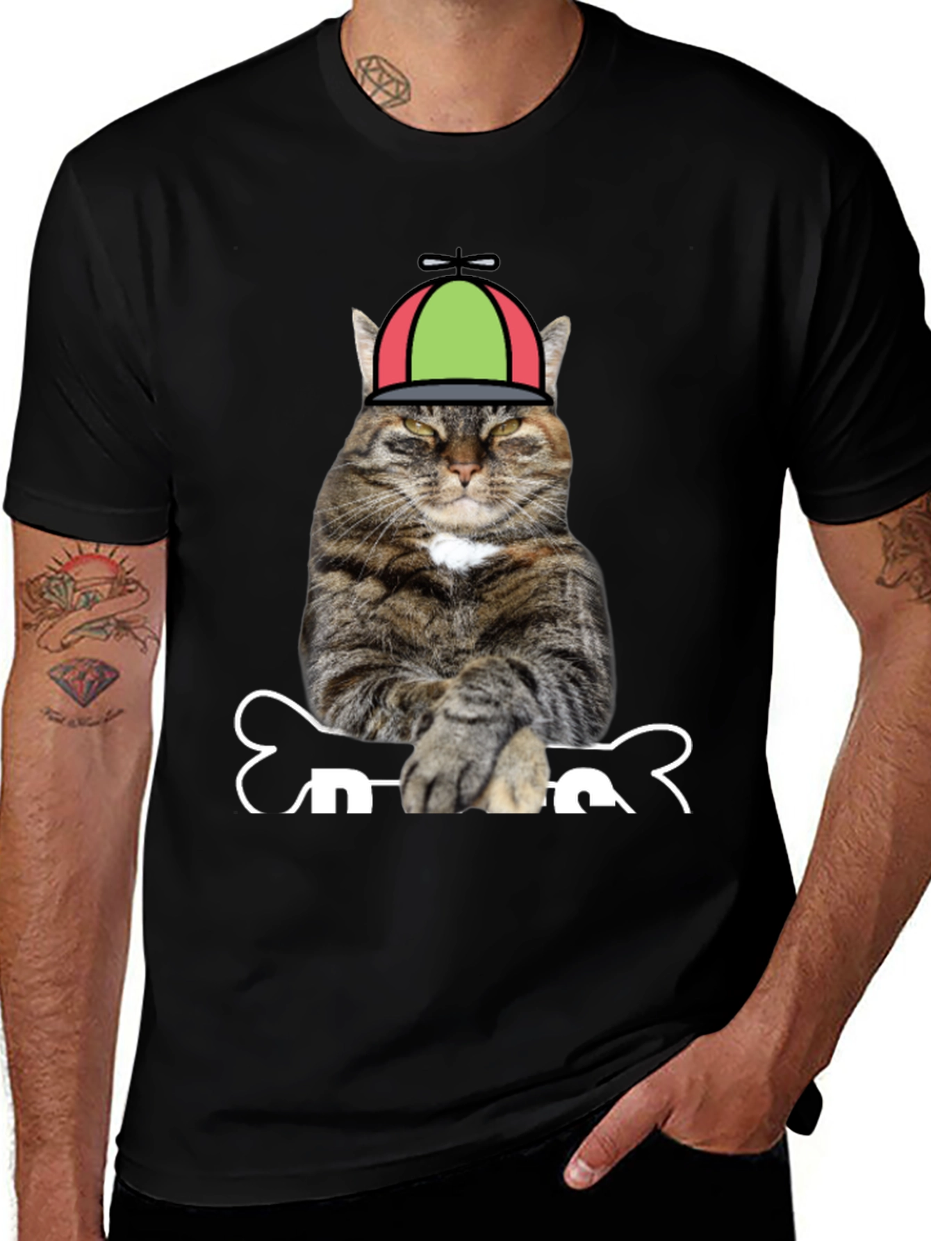 Variant 8 of Cool Cat Propeller Hat T-Shirt - Funny Graphic Tee
