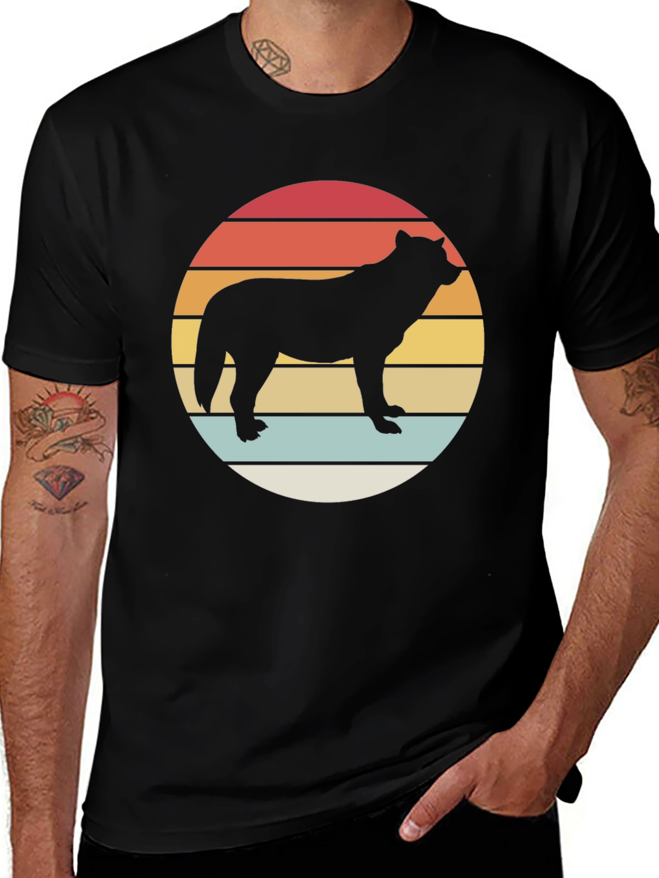 Variant 12 of Retro Wolf Silhouette T-Shirt