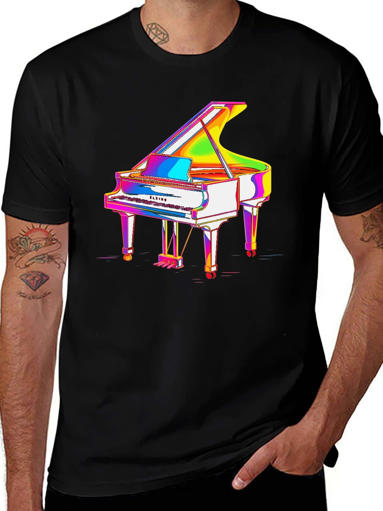 Variant 10 of Colorful Grand Piano Graphic T-Shirt - Music Lover Tee