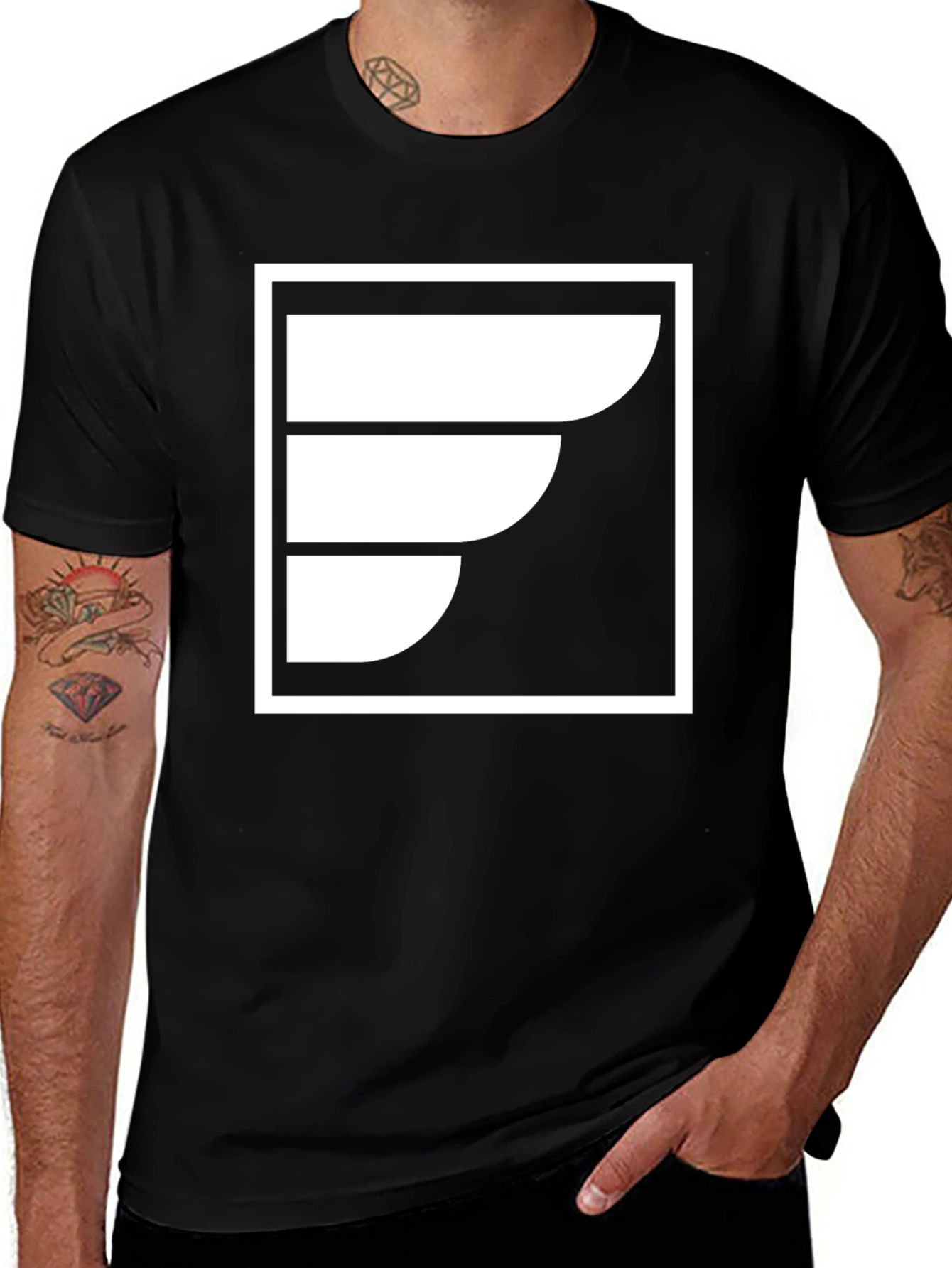 Variant 30 of Abstract White Logo Black T-Shirt