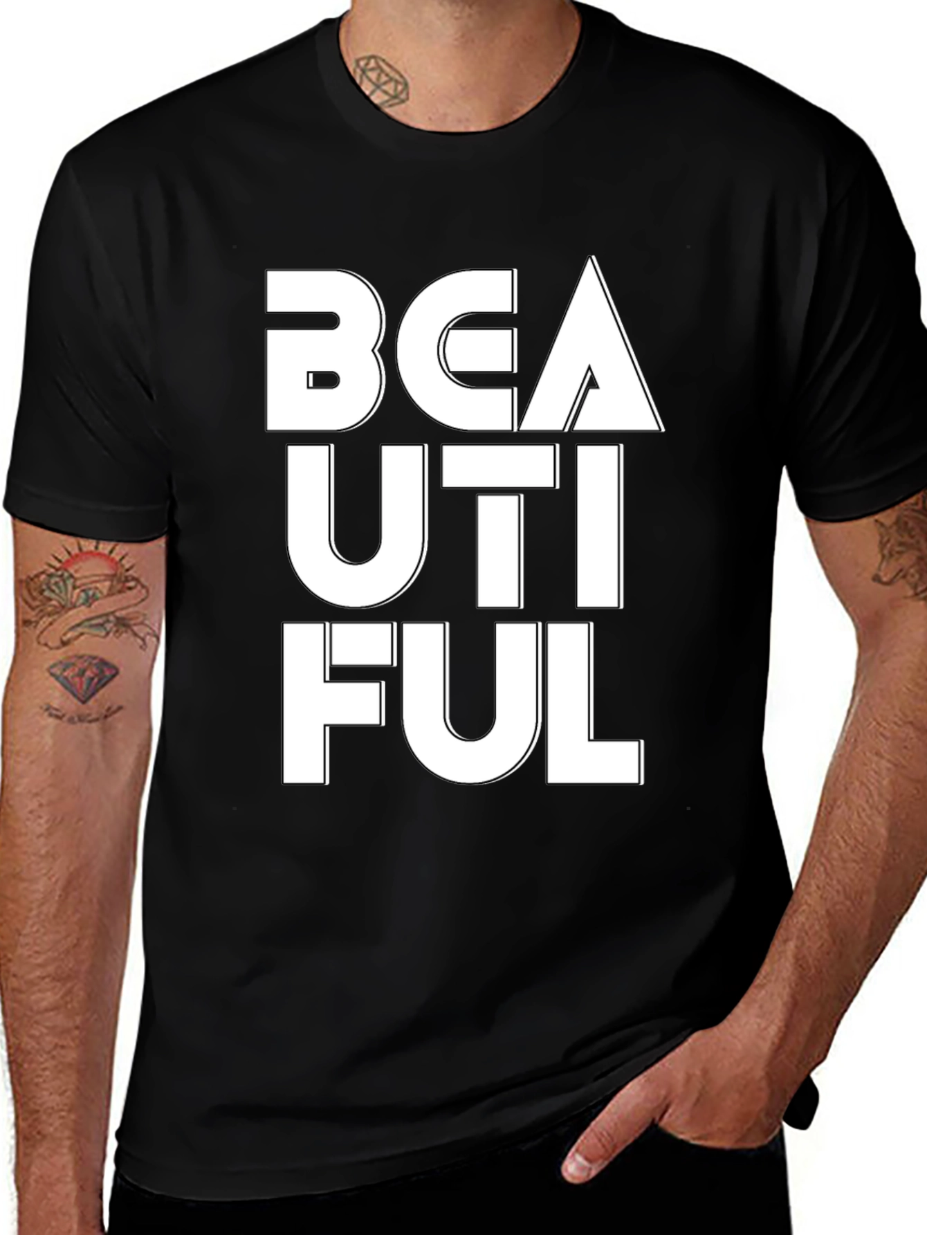Variant 6 of Beautiful Graphic Tee - Black Cotton T-Shirt