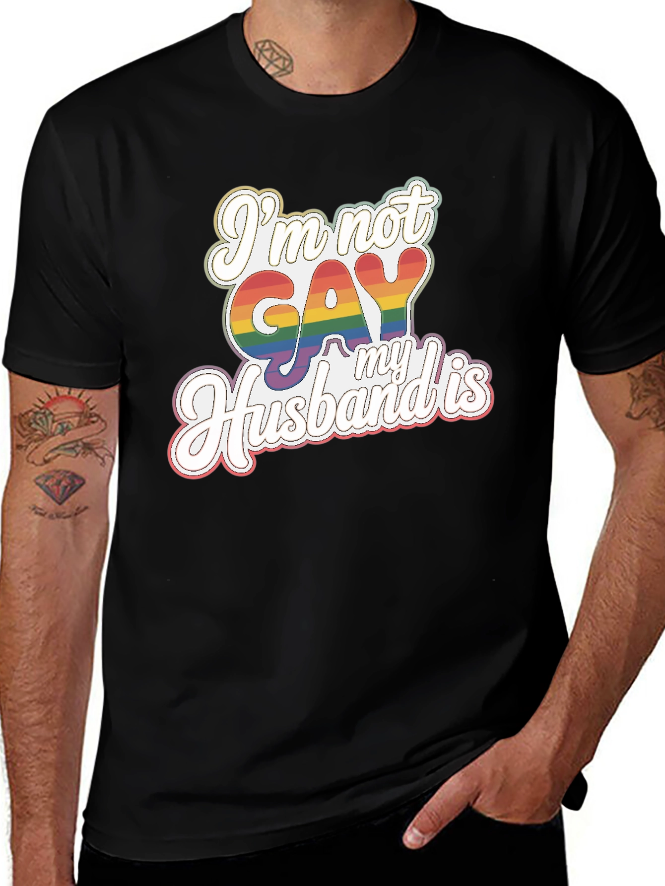 Variant 4 of Funny "I'm Not Gay My Husband Is" Pride T-Shirt
