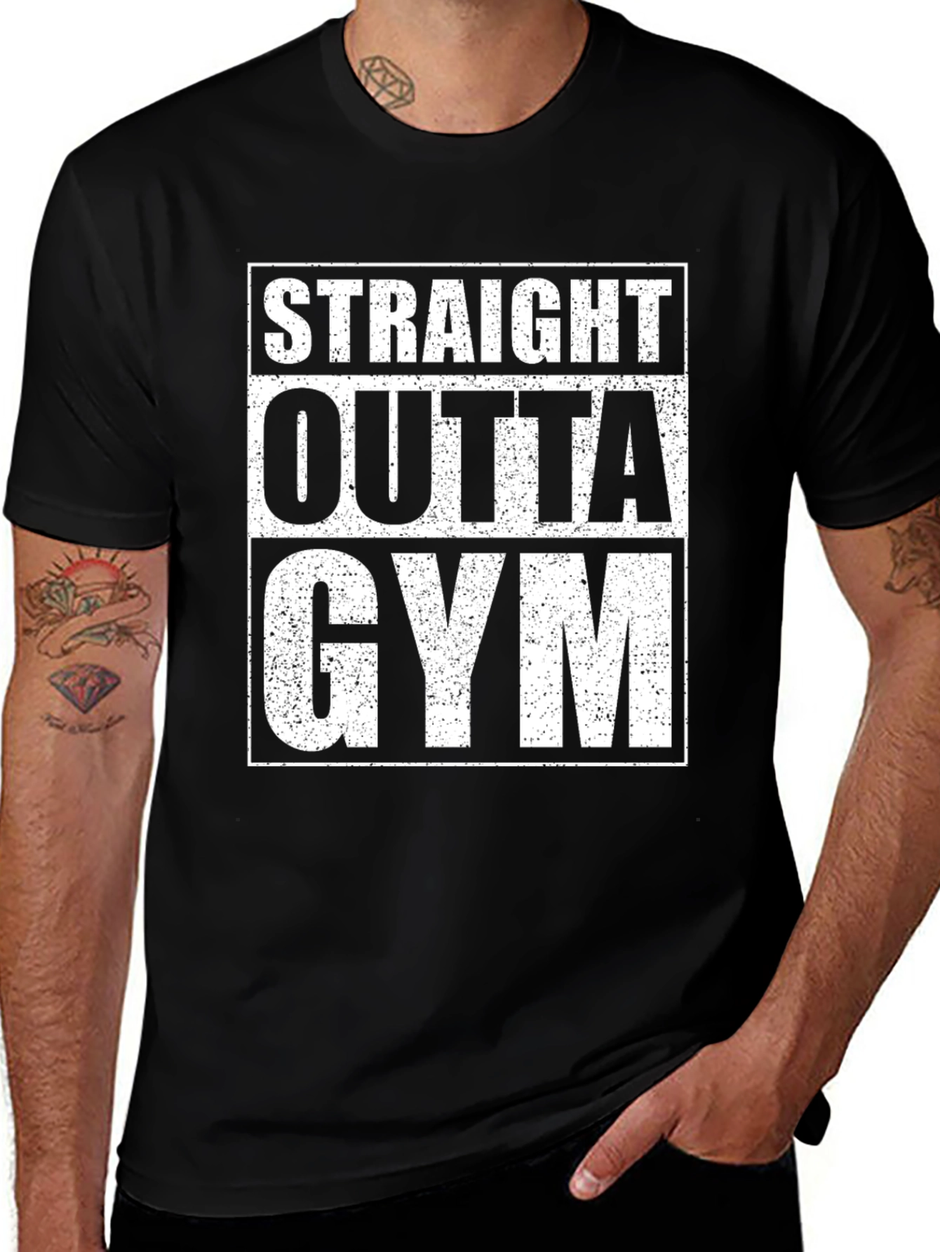 Variant 25 of Straight Outta Gym Black T-Shirt Workout Apparel