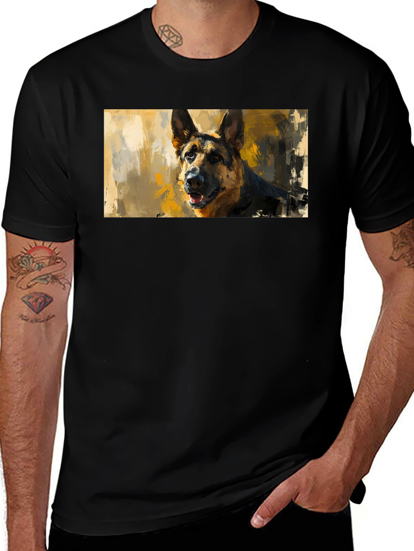 Variant 24 of German Shepherd Art T-Shirt - Black