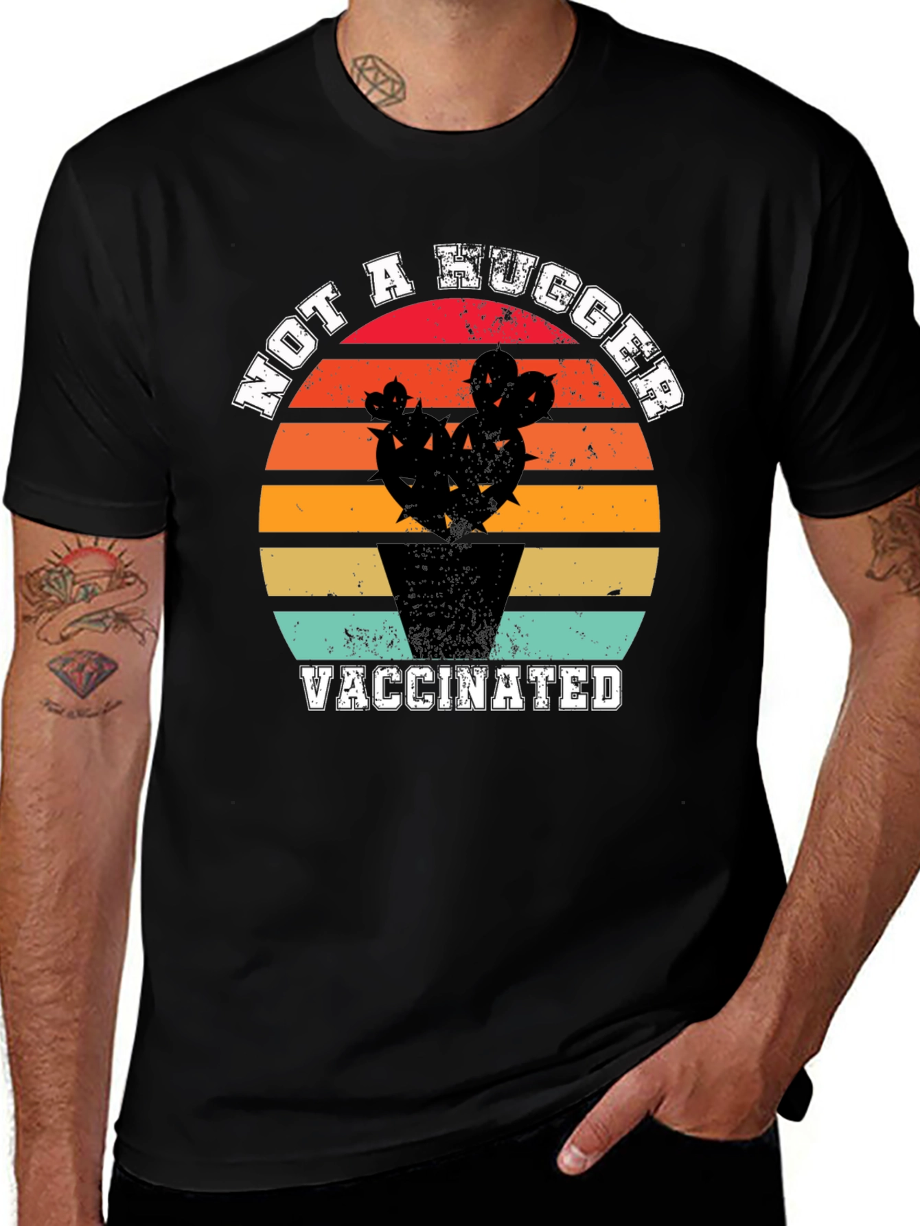 Variant 4 of Not a Hugger Vaccinated Cactus T-Shirt