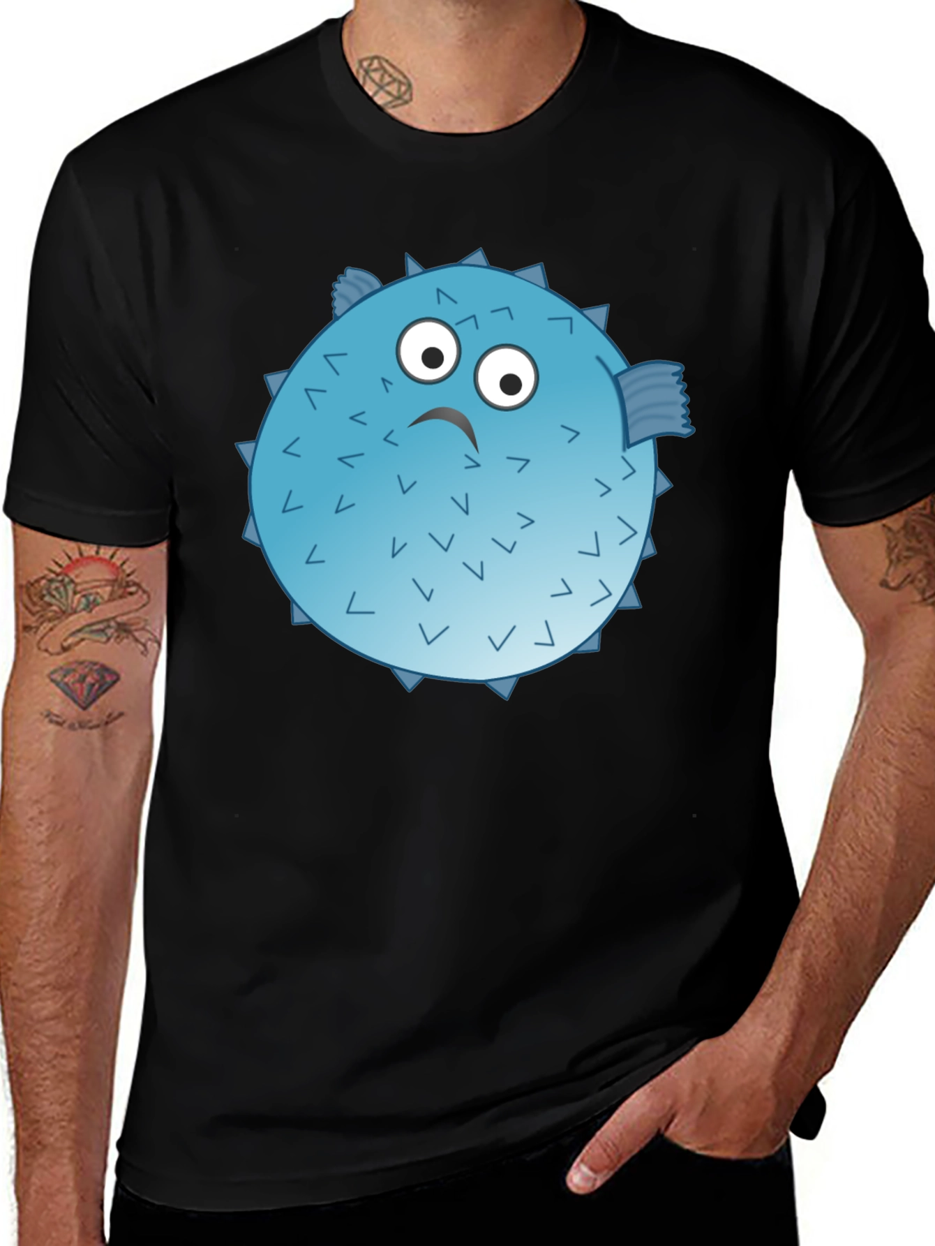 Puffer Fish Graphic T-Shirt - Funny Cartoon Design