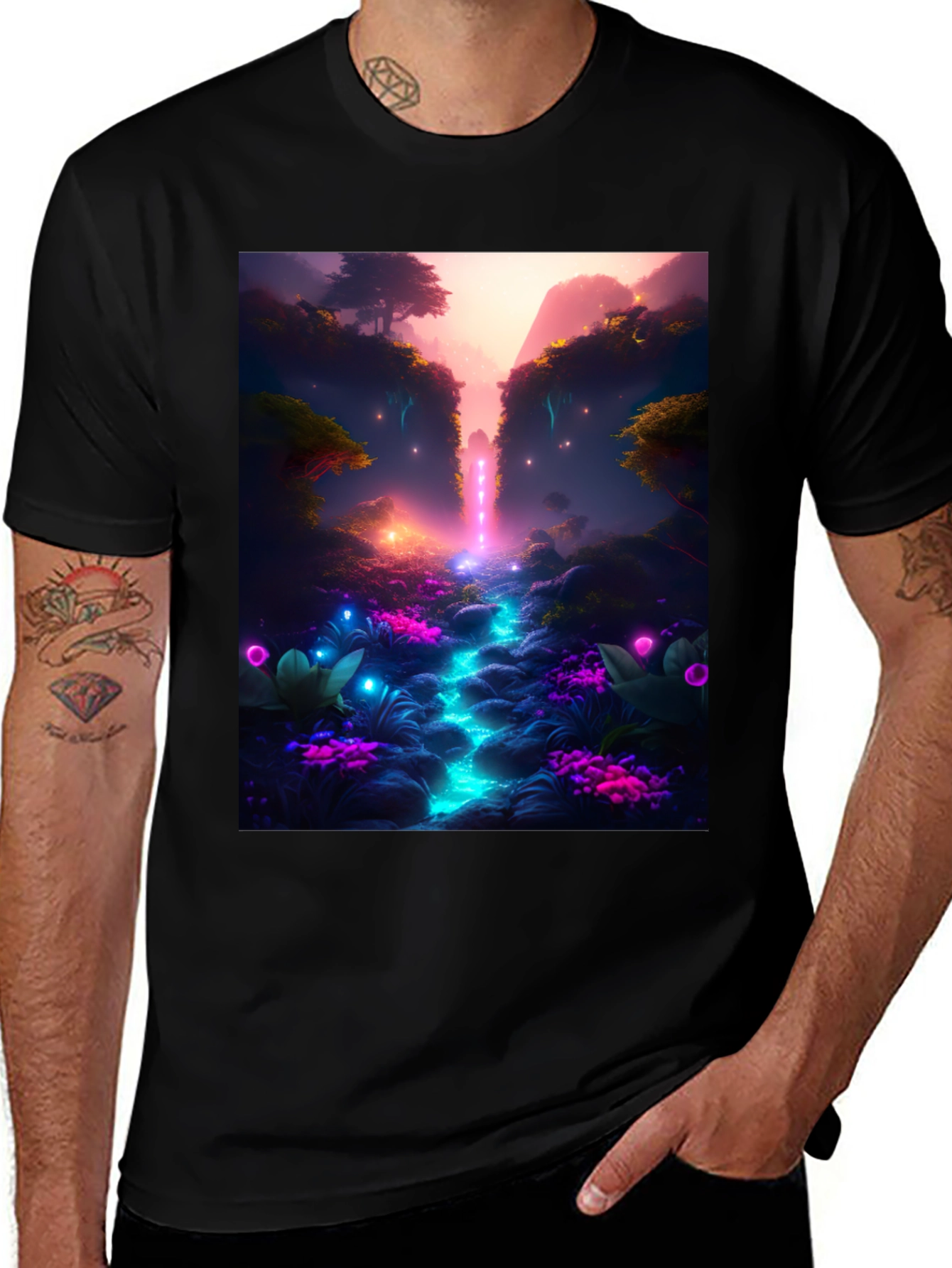 Variant 5 of Mystical Landscape Graphic T-Shirt - Black