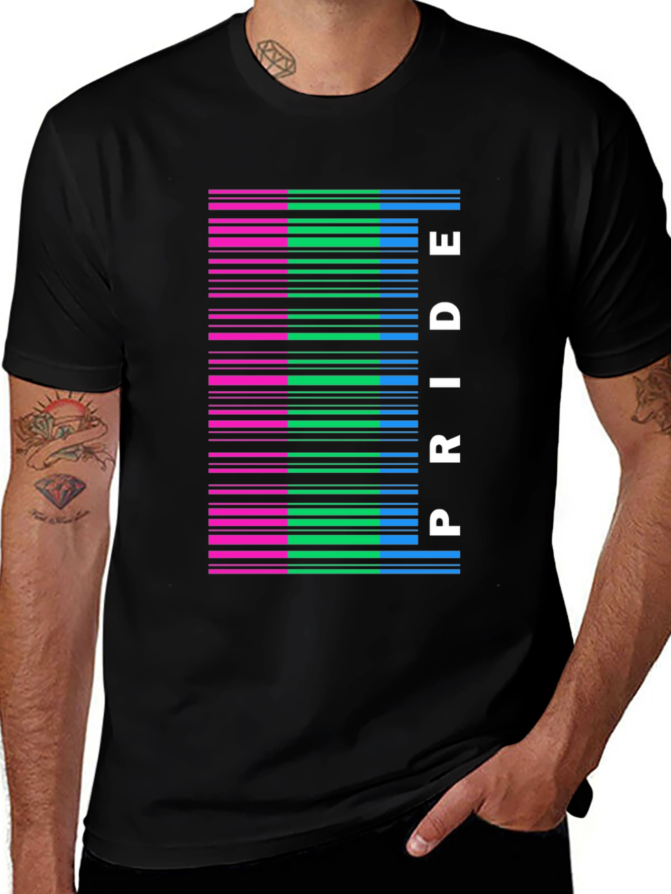 Variant 9 of Pride Barcode Graphic T-Shirt - Black