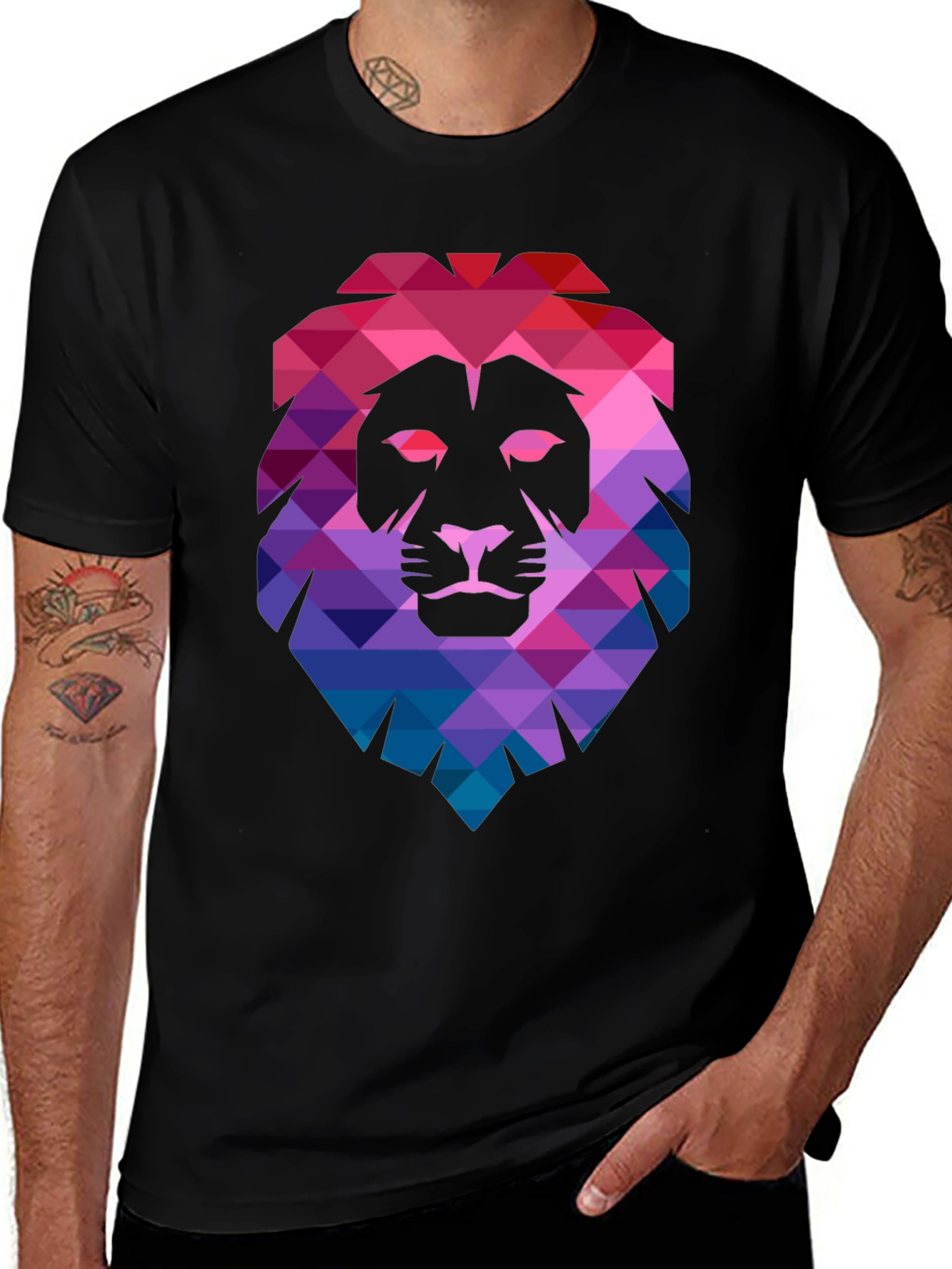 Variant 18 of Geometric Lion Graphic Tee - Bold Style