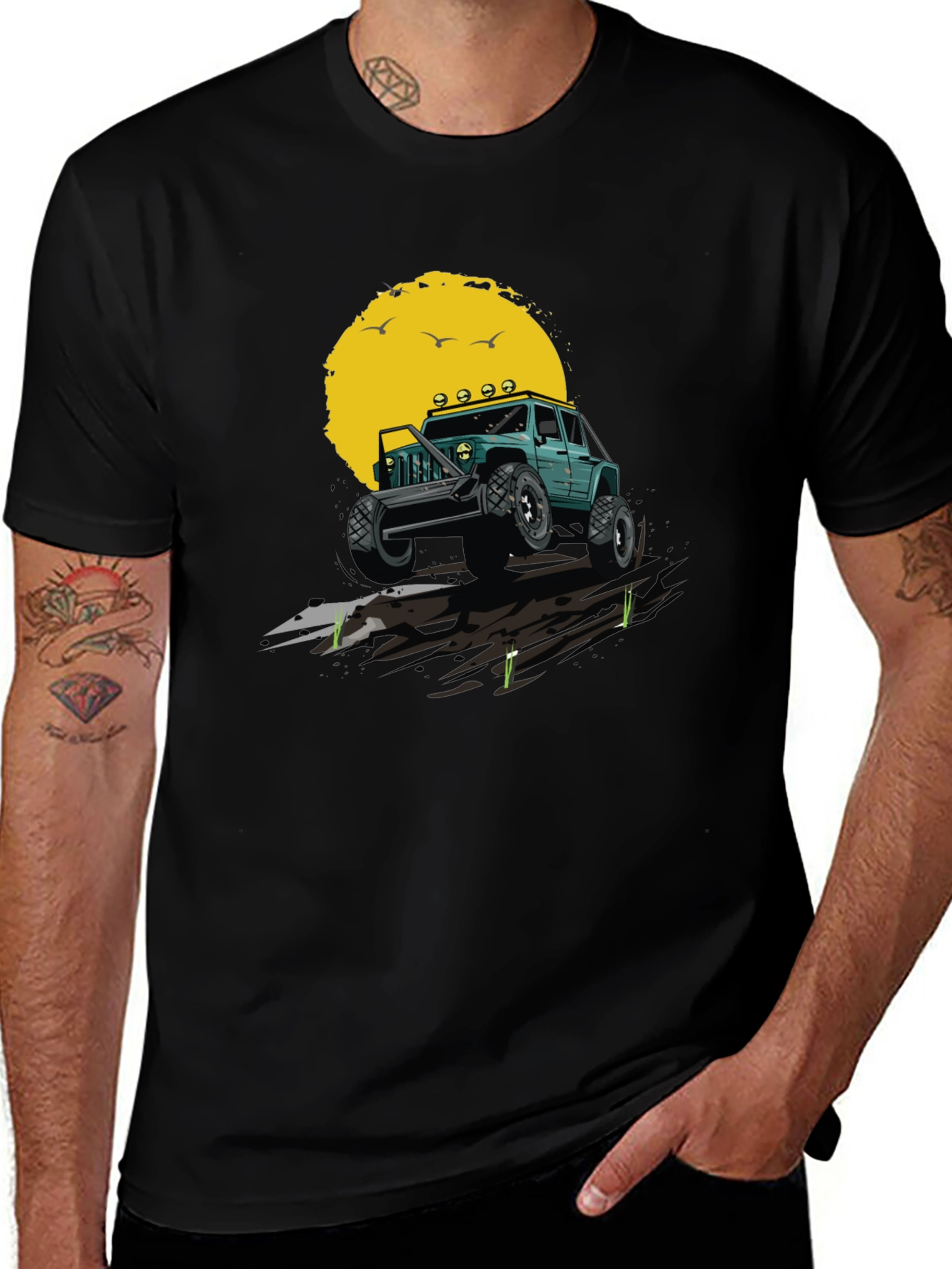 Variant 5 of Off-Road Adventure T-Shirt - Green Jeep Design