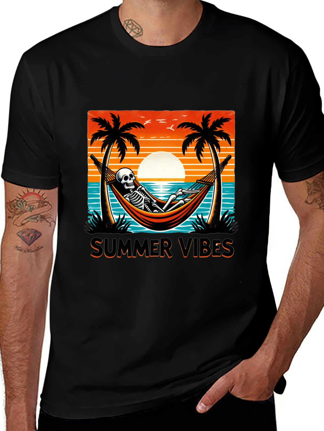 Variant 12 of Summer Vibes Skeleton Graphic Tee