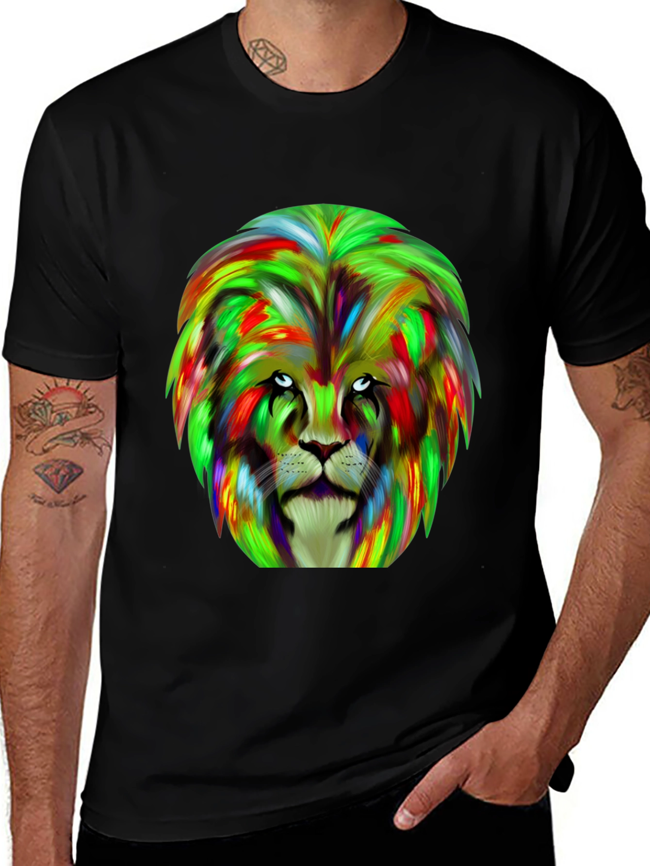 Variant 3 of Lion Graphic Tee - Bold Colorful Design
