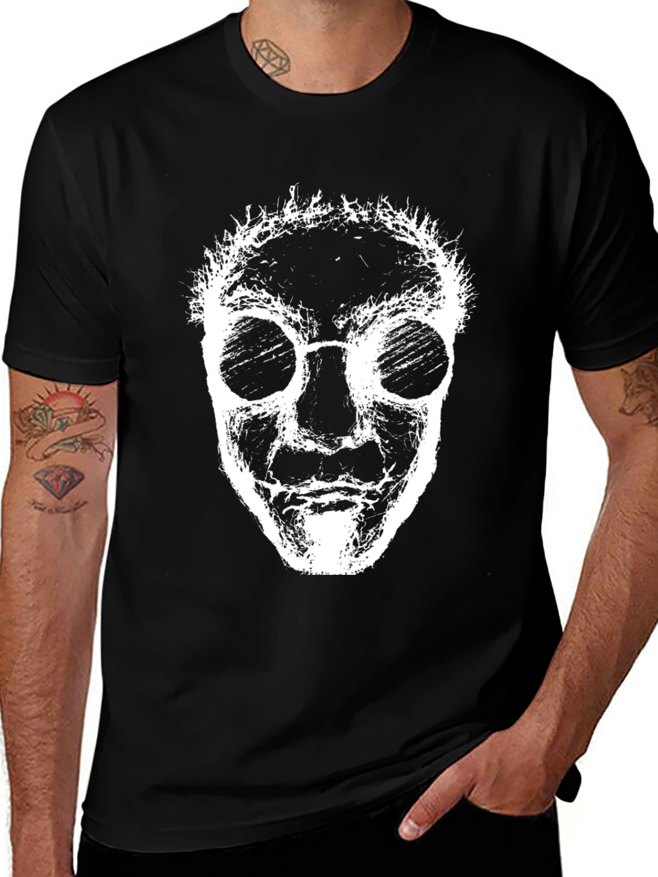 Variant 15 of Abstract Face Graphic T-Shirt - Black