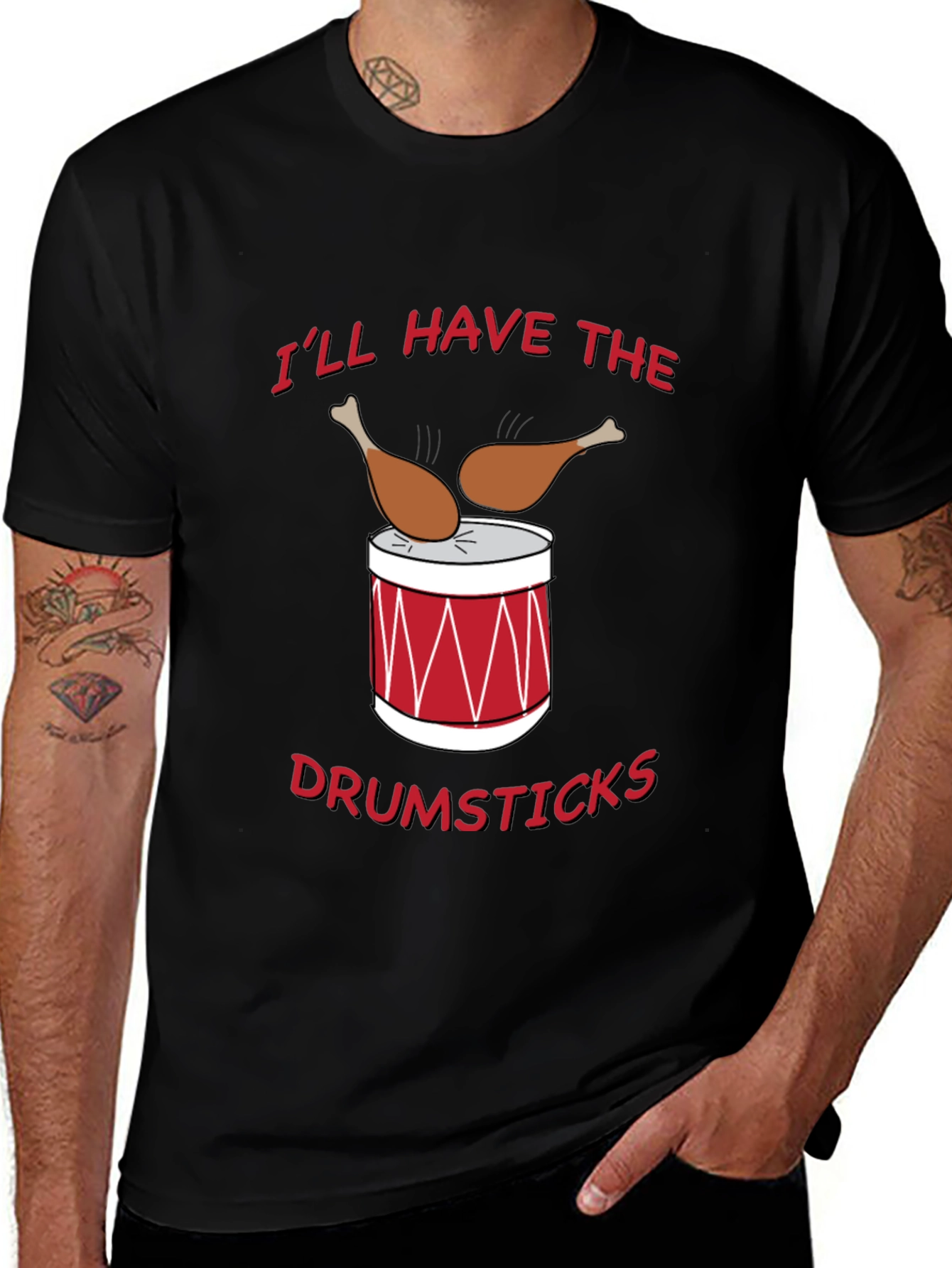 Variant 12 of Funny "Drumsticks" Graphic T-Shirt - Foodie Humor